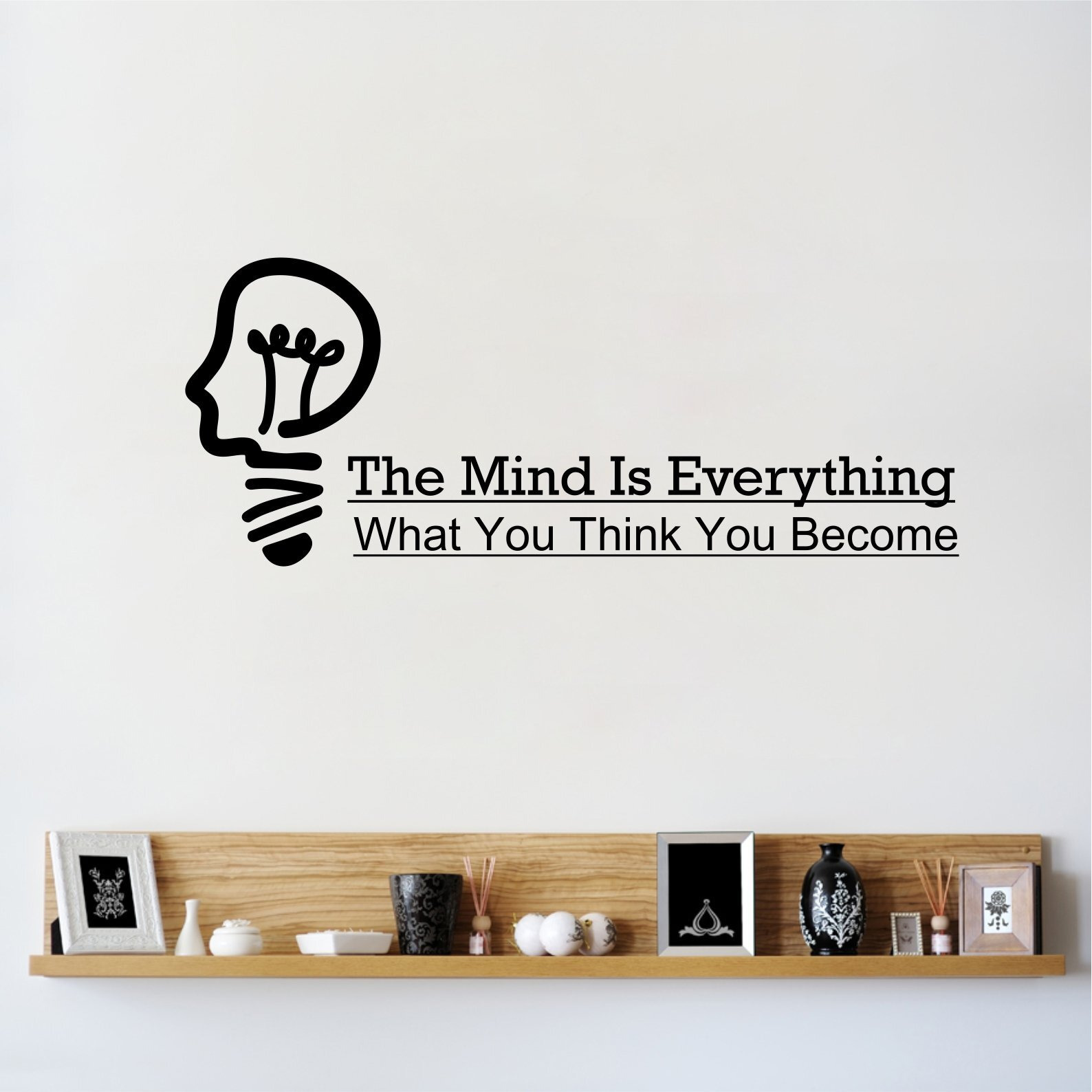Stickersyard The Mind Quote Wall Sticker & Decal (Color - Black Matte Finish Pvc Vinyl 58Cm X 25Cm)
