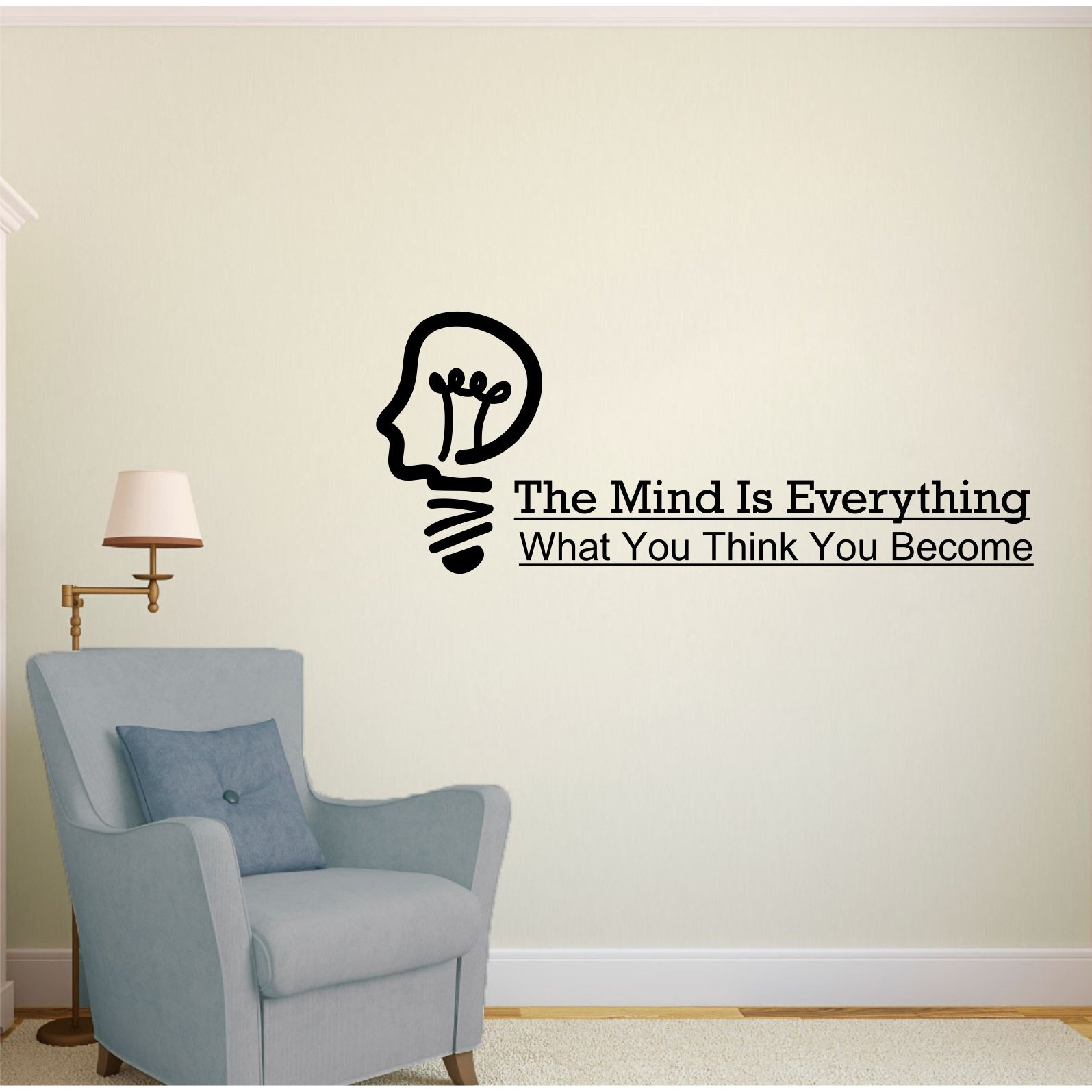 Stickersyard The Mind Quote Wall Sticker & Decal (Color - Black Matte Finish Pvc Vinyl 58Cm X 25Cm)