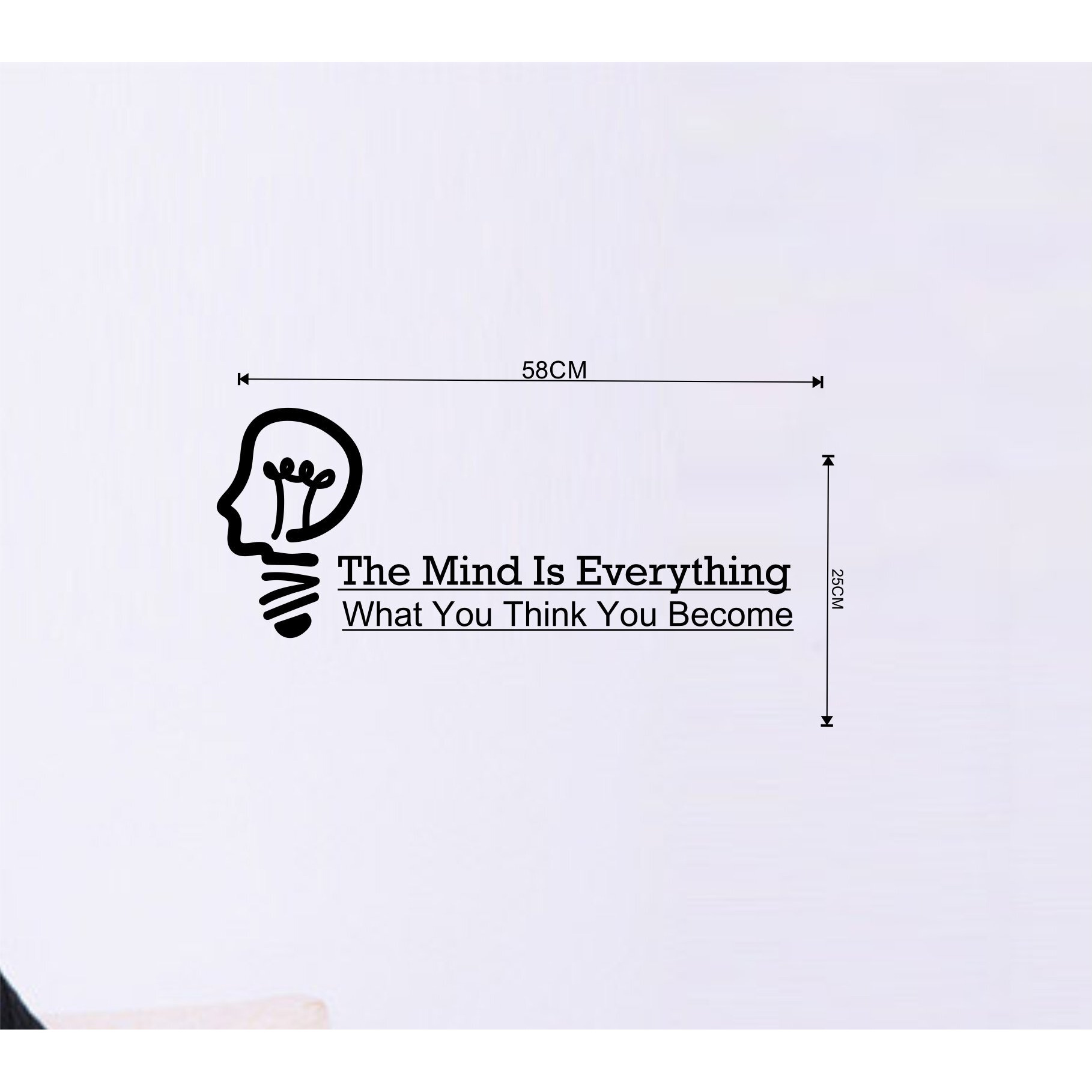 Stickersyard The Mind Quote Wall Sticker & Decal (Color - Black Matte Finish Pvc Vinyl 58Cm X 25Cm)