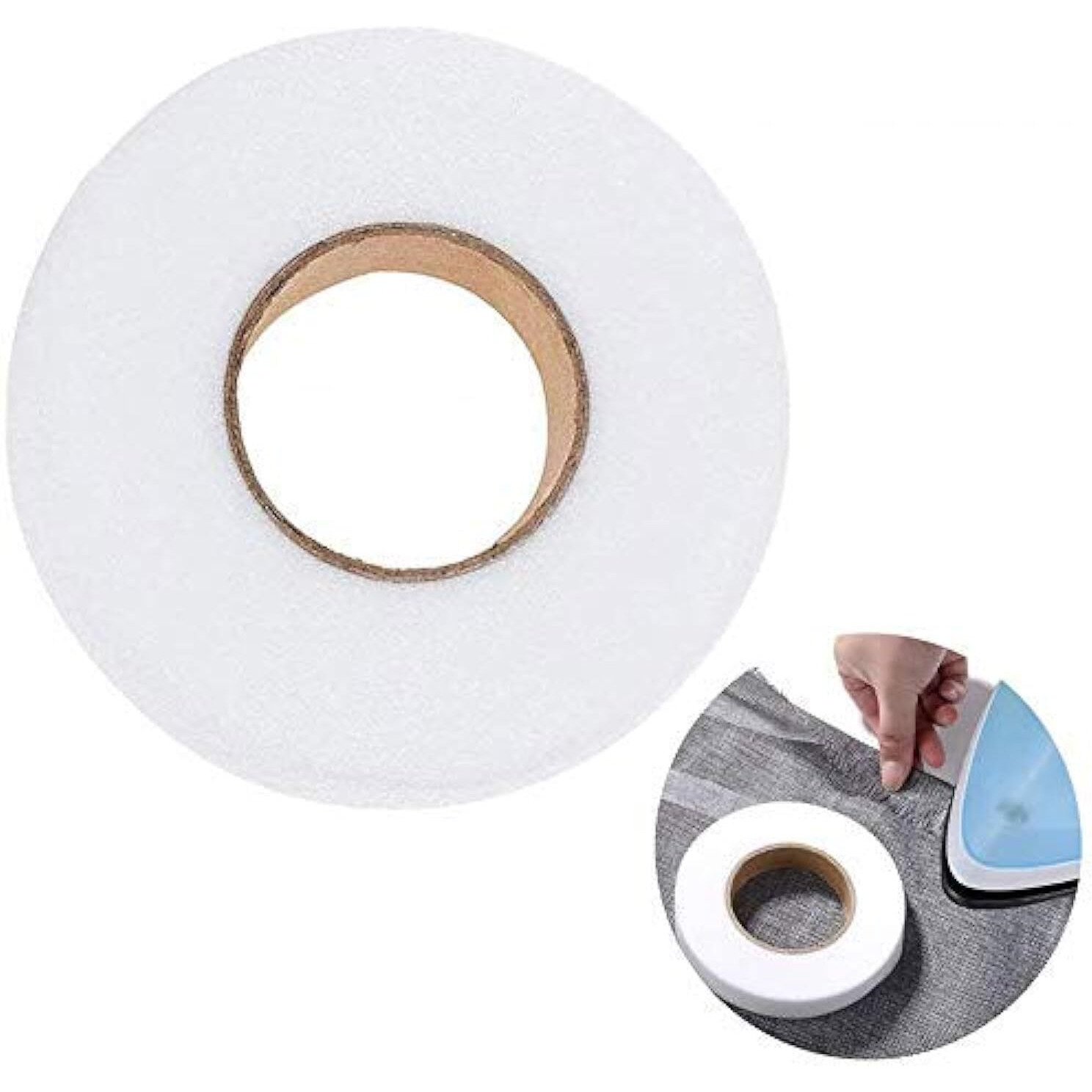 On Blow Fabric Fusing Dual Sided Adhesive Hem Tape Iron On Tape (White) (Pack Of 2)