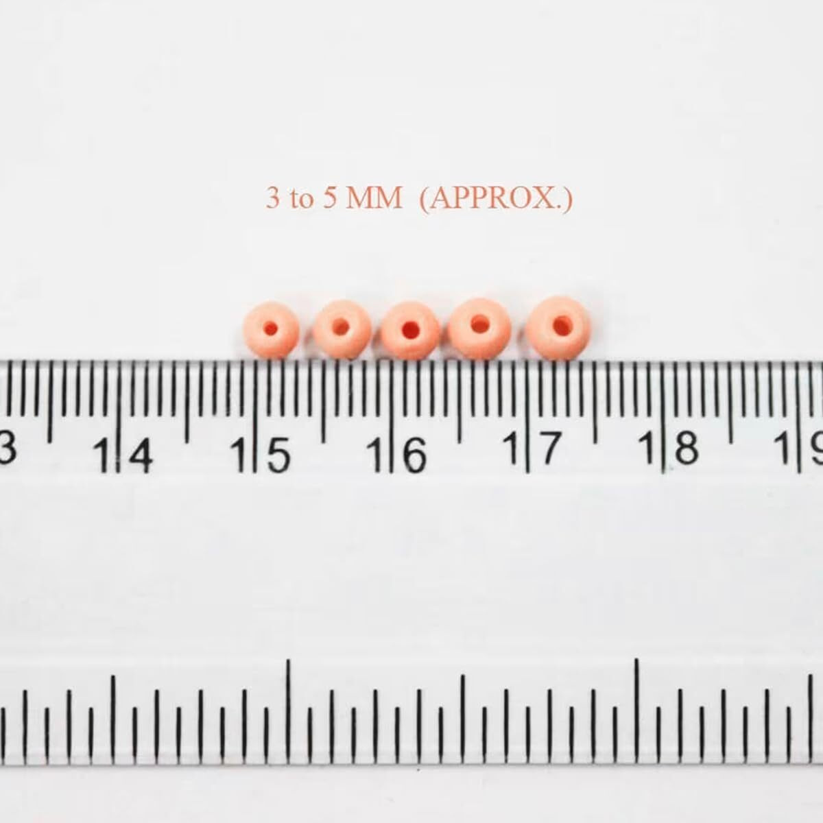 Embroiderymaterial Round Ceramic Glass Beads (Moti) For Jewellery Making, Bracelet, Craft, Embroidery Work, Mala, Toran (Light Peach Color, 100 Gram, 3 To 5 Mm)