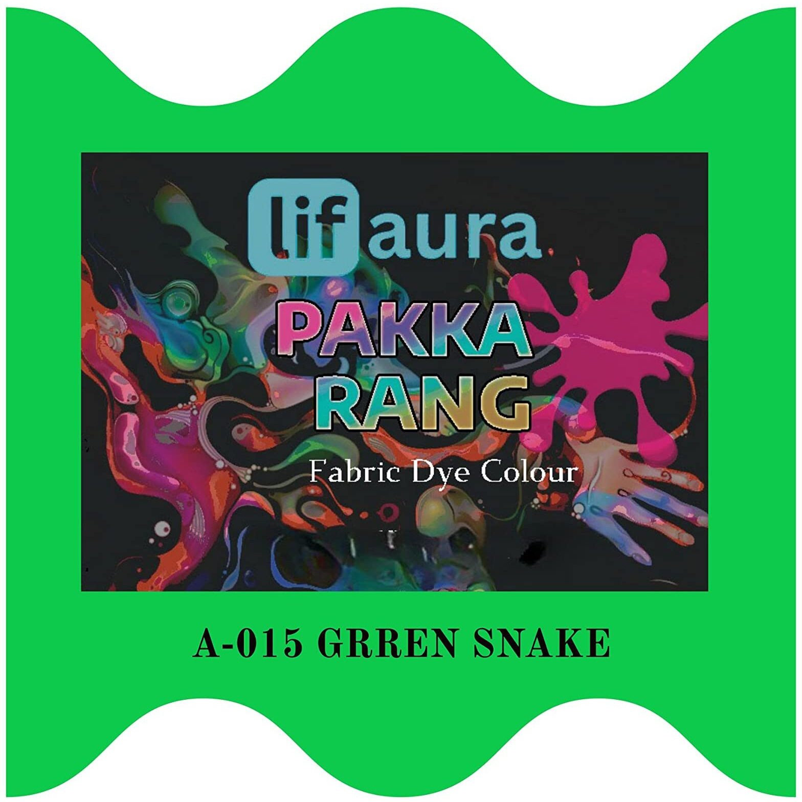 Prokart Lifaura Pakka Rang Kit Fabric Dye Includes Pack Of 5 Sachets (5G Each 25G Pack) 30G Dyfixer, 2Pair Gloves And 5 Rubber Band Pack Of 5 Sachets Shadea-15Green Snake
