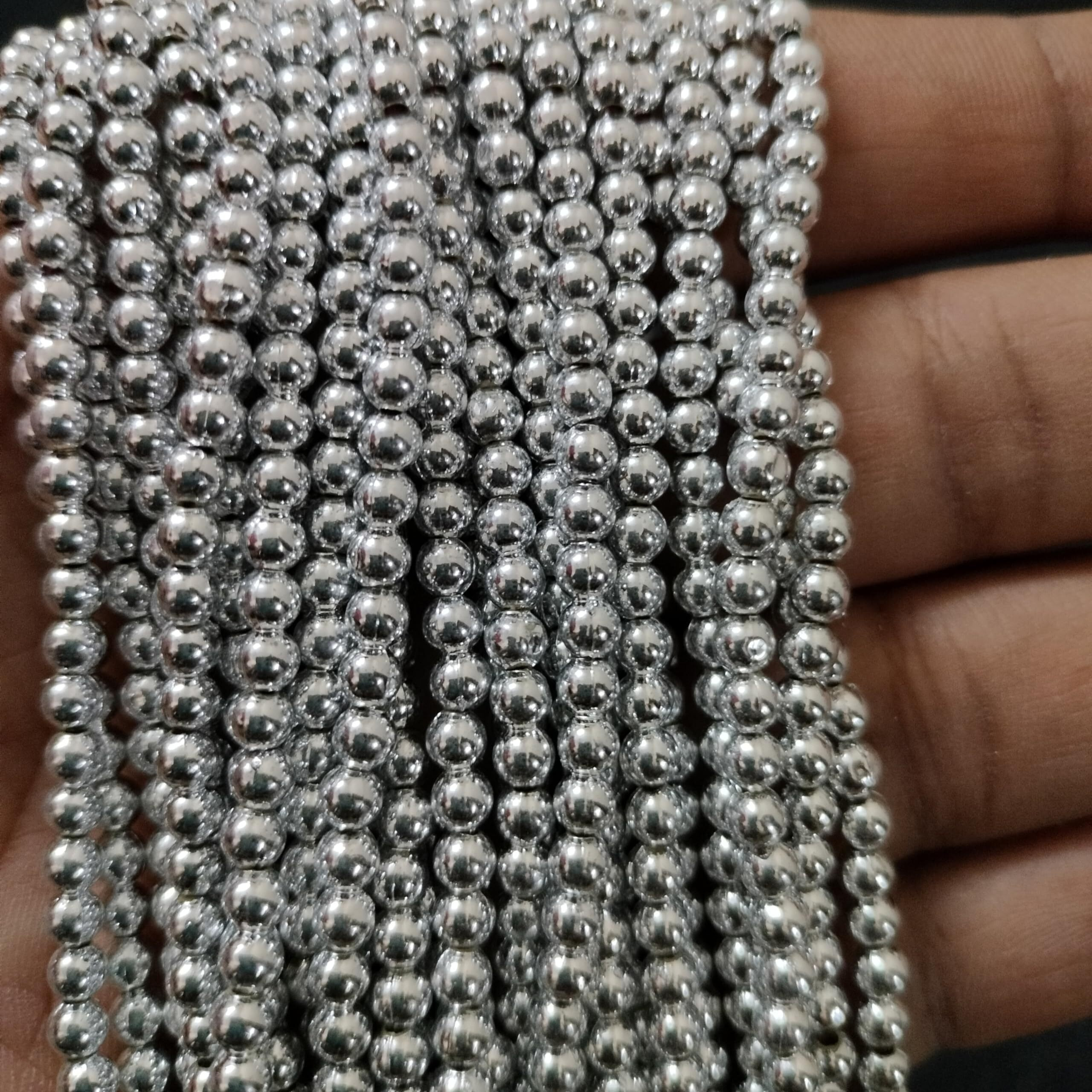 Ritika Craft Silver Plastic Bead Full Bunch 4Mm 1500 Beads Moti For Craft/Jewellery Making/Decorations