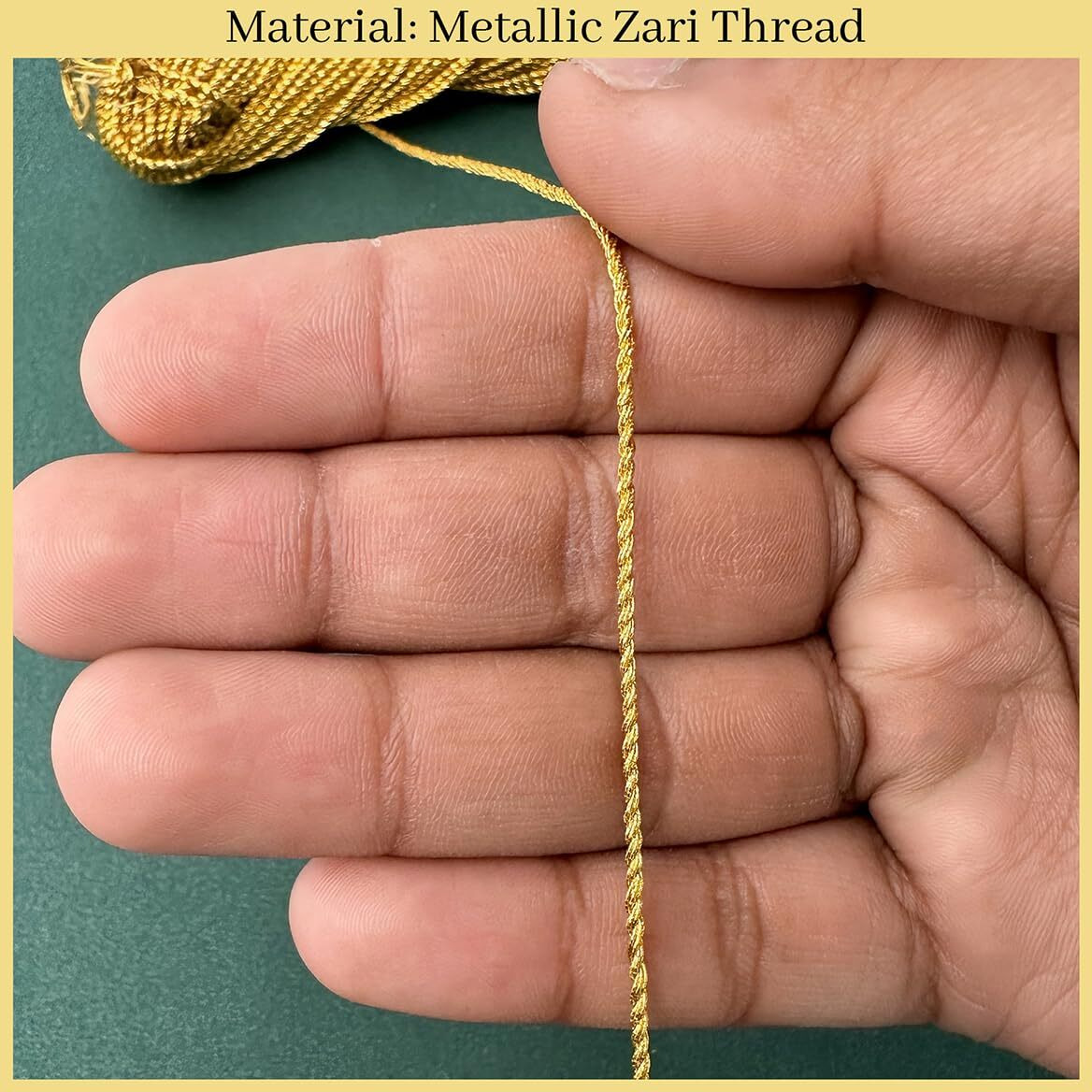 Embroiderymaterial 1Mm Thick Metallic Zari Threads For Jewellery Making, Bracelet Making, Zari Thread For Aari Work, Embroidery Work, Dori/Rope/Dhaga (30 Meters/Yellow Gold Color)