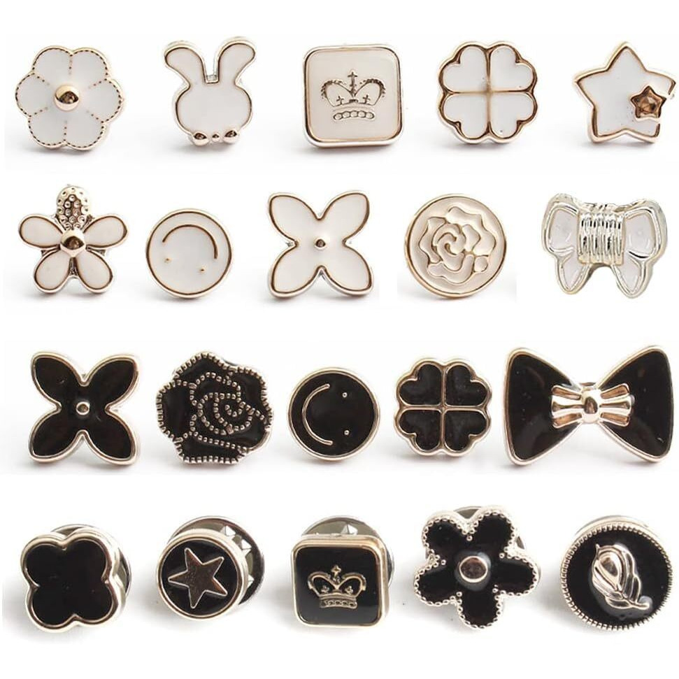 Buransh Women Shirt Brooch Pins 20Pcs Mini Cover Up Enamel Safety Lapel Pins Buttons Sweater Shawl Clips For Coat Dress Clothes Decoration (1, 20Pcs Brooch Buttons)
