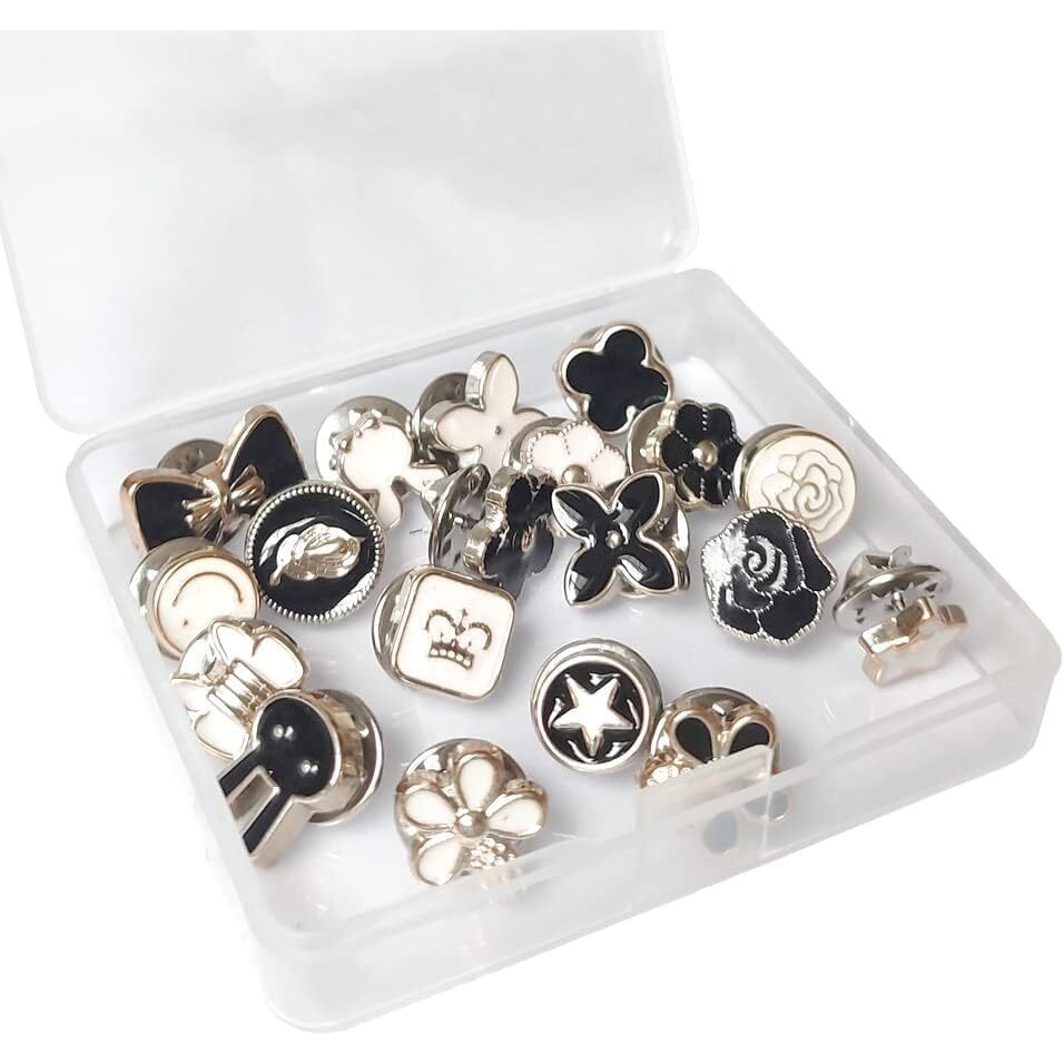 Buransh Women Shirt Brooch Pins 20Pcs Mini Cover Up Enamel Safety Lapel Pins Buttons Sweater Shawl Clips For Coat Dress Clothes Decoration (1, 20Pcs Brooch Buttons)