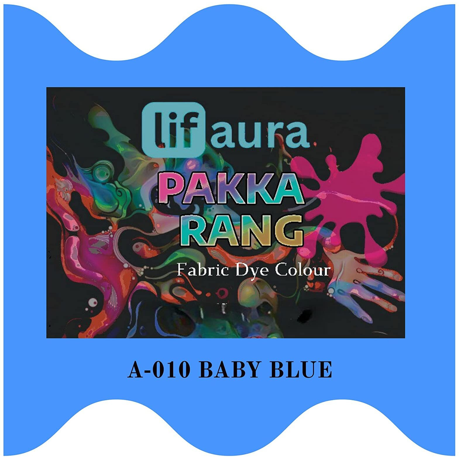 Prokart Lifaura Pakka Rang Kit Fabric Permanent Dye Color Kit Pack Of 5 Sachets (5G Each 25G Pack) 30G Dyfixer, 2Pair Gloves And 5 Rubber Band Shadea-10 Baby Blue