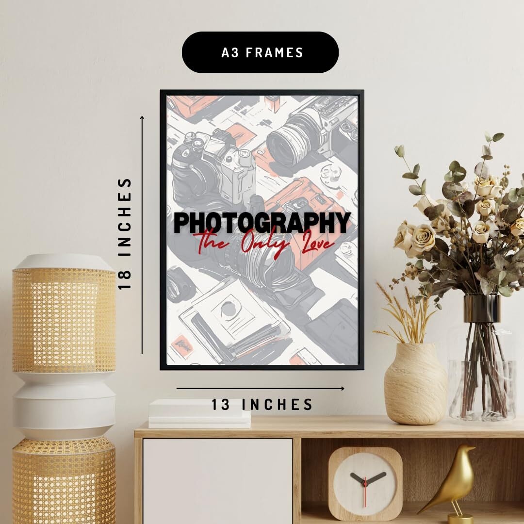 Casabonica Good Vibes Wall Posters|Love For Photography Wall Frames|Framed Posters|Wall Posters With Frame For Office, Home, Bedroom, Living Room|Set Of 1 | Size - A4