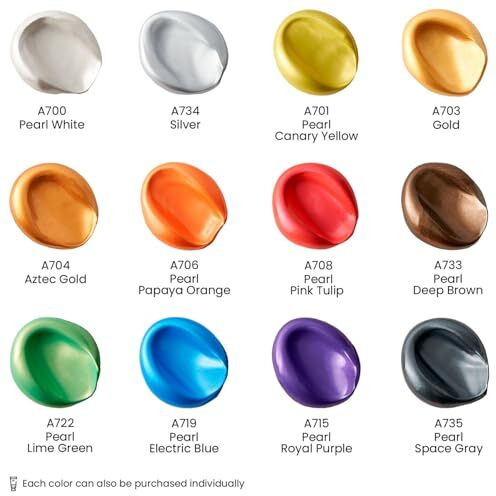 Arteza Metallic Acrylic Colours Set - 22Ml - Assorled Colour Set Of 12