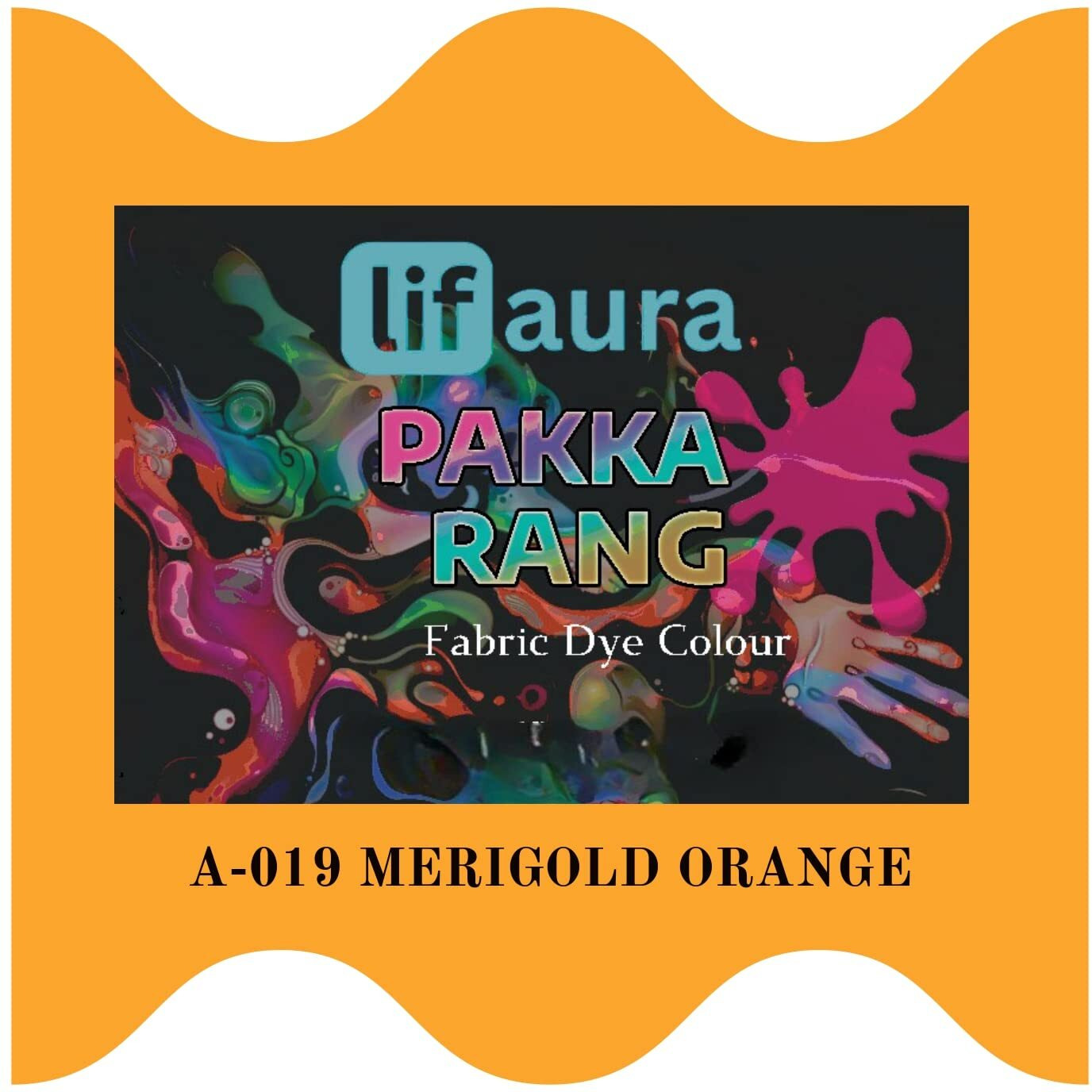 Prokart Lifaura Pakka Rang Kit Fabric Permanent Dye Color Kit Pack Of 5 Sachets (5G Each 25G Pack) 30G Dyfixer, 2Pair Gloves And 5 Rubber Band Shadea-19  Merigold Orange