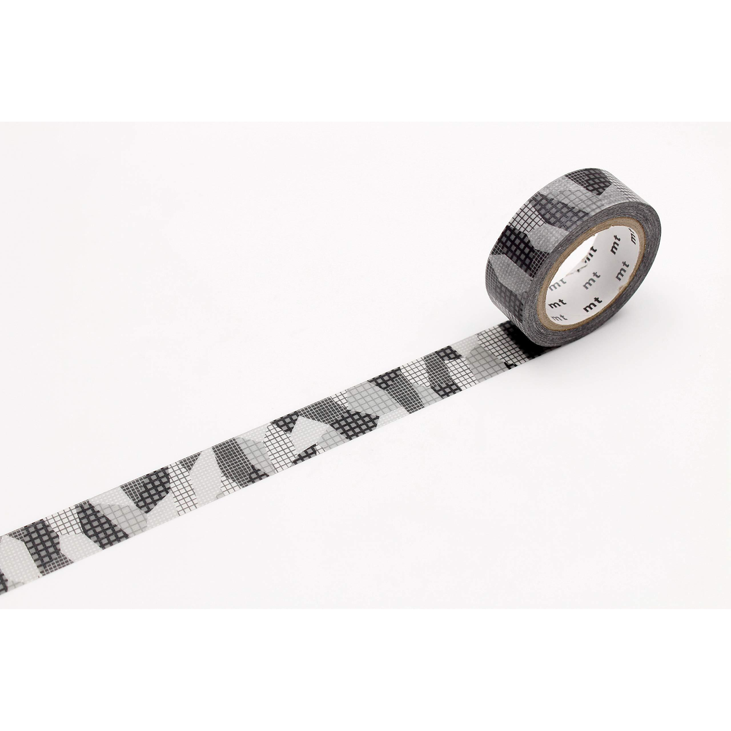 Mt Washi Masking Tape Borders, 15 Mm X 7 Mtrs Shade - Separate Check Monochrome, (Pack Of 1)
