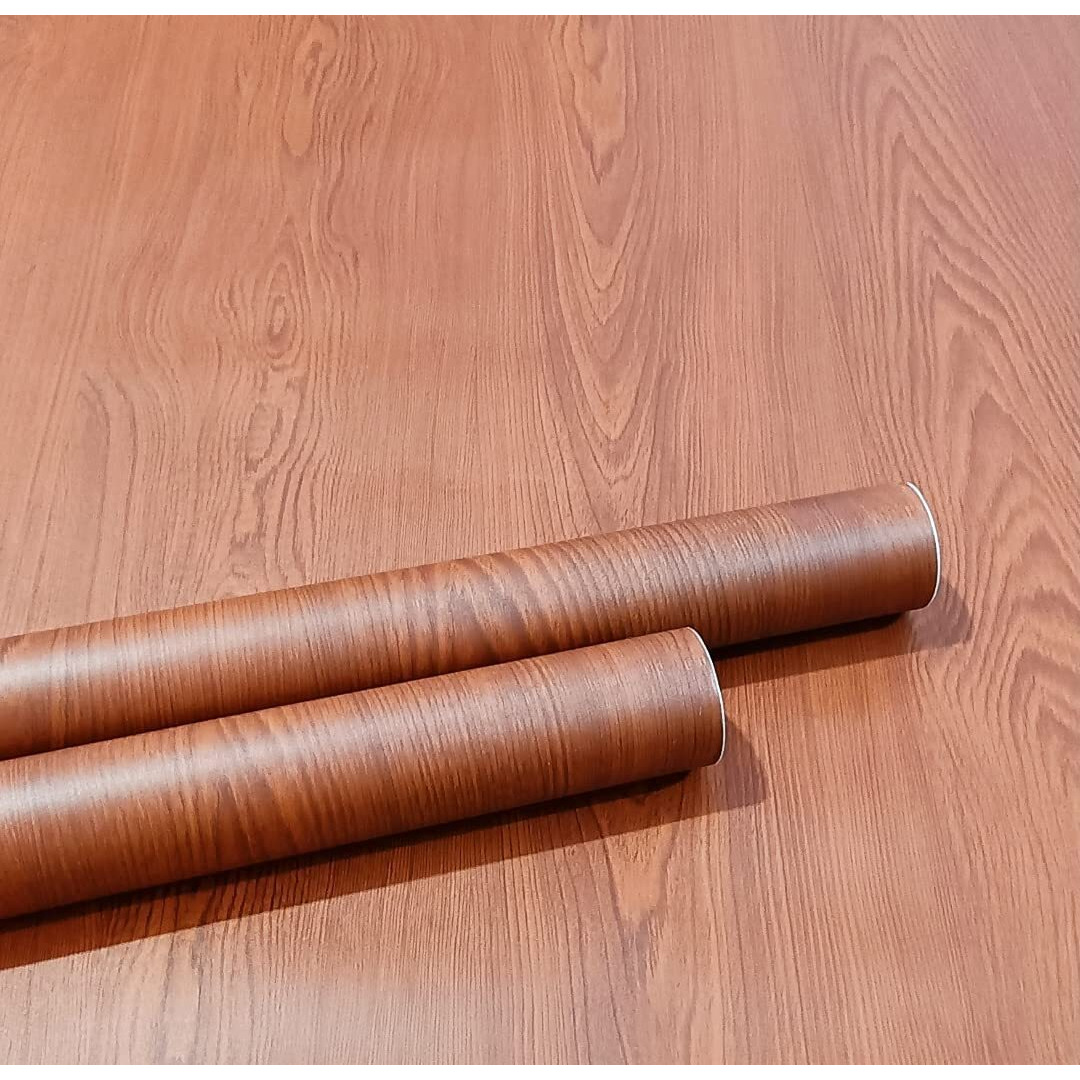 Kashival Wooden For Furniture Oil-Proof Kitchen Backs Plash Wallpaper Self-Adhesive Wall Sticker Anti-Mold & Heat Resistant For Walls Cabinets Drawers & Shelves Aluminium Foil Stickers Peel And Stick Wooden Contact Wallpaper (Size 60*200 Cm) (Light Wooden A8)