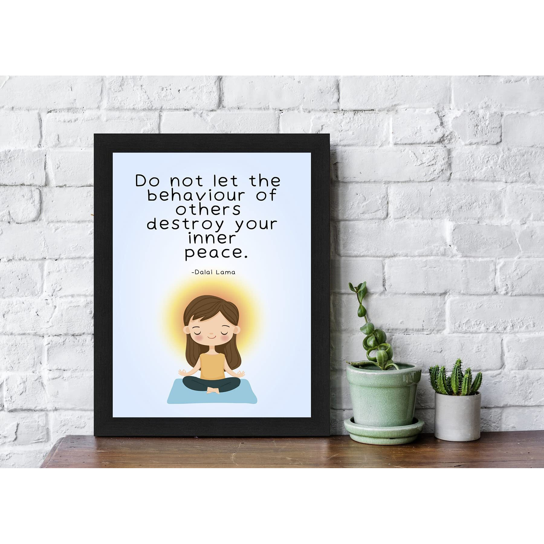 Interio Crafts Dalai Lama Motivational Quote Wall Framed Poster,Dalai Lama Frame Wall Hanging,Dalai Lama Quotes Poster,Synthetic Wood, Black Frame, 13X10 Inches
