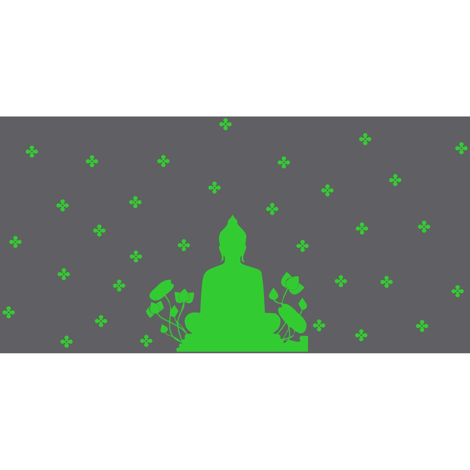 Dreamkraft Glow-In-The-Dark Buddha Radium Wall Stickers - Night Stickers For A Calming & Glowing Redium Wall Sticker For Home Decor, Kid's Room(Green, 72X37 Cm)