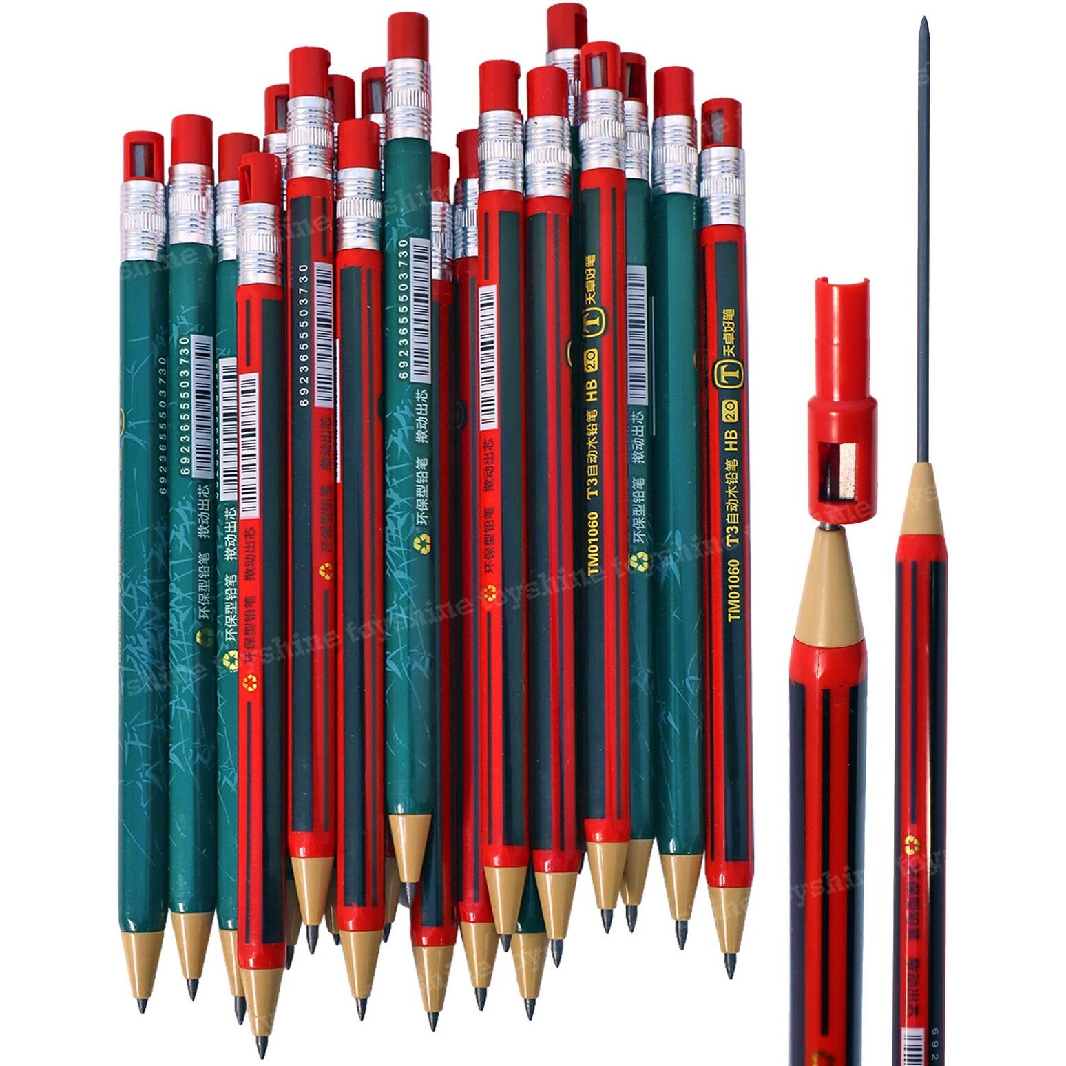 Toyshine Pack Of 20 Mechanical Pencil Set 2.0 Hb Graphite Lead Kawaii Pencils With Inbuilt Sharpener Birthday Return Gift For Kids - Multicolor
