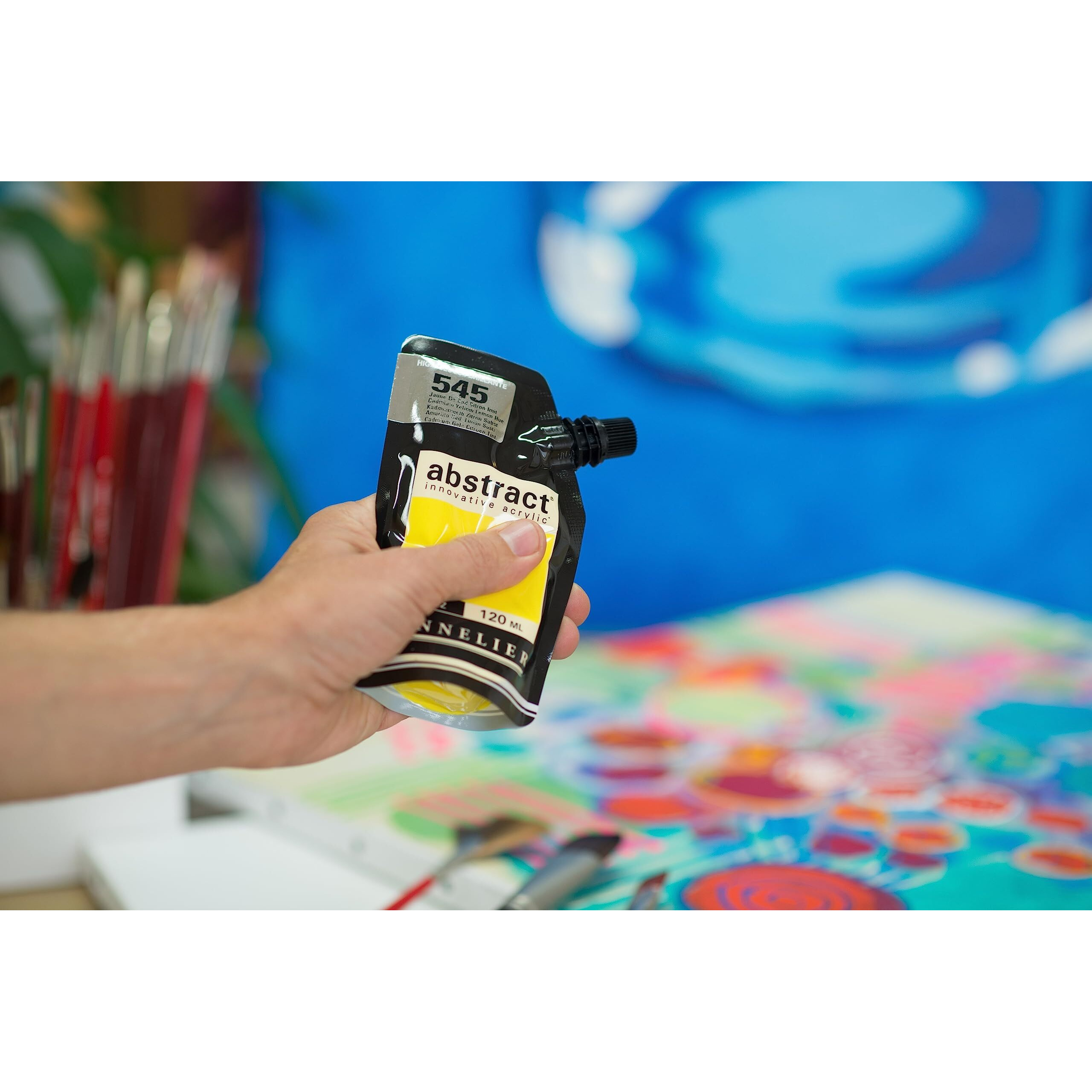 Sennelier Abstract Artist Acrylic 120 Ml Pouch (Cadmium Yellow Lemon Hue High Gloss) |Ideal For Urban Art, Large Murals, Or Abstract Expressionism.