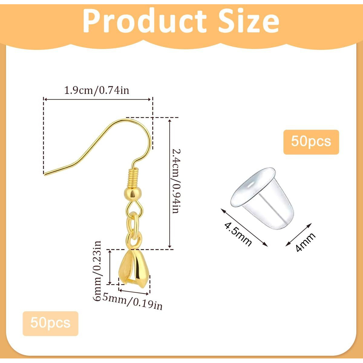 Maycreate 100Pcs Earring Hooks For Jewellery Making, Gold Earring Hooks With 50 Silicone Earring Backs, Hypoallergenic Stainless Steel Dangle Earring Making Supplies Kit For Diy Hook Earrings