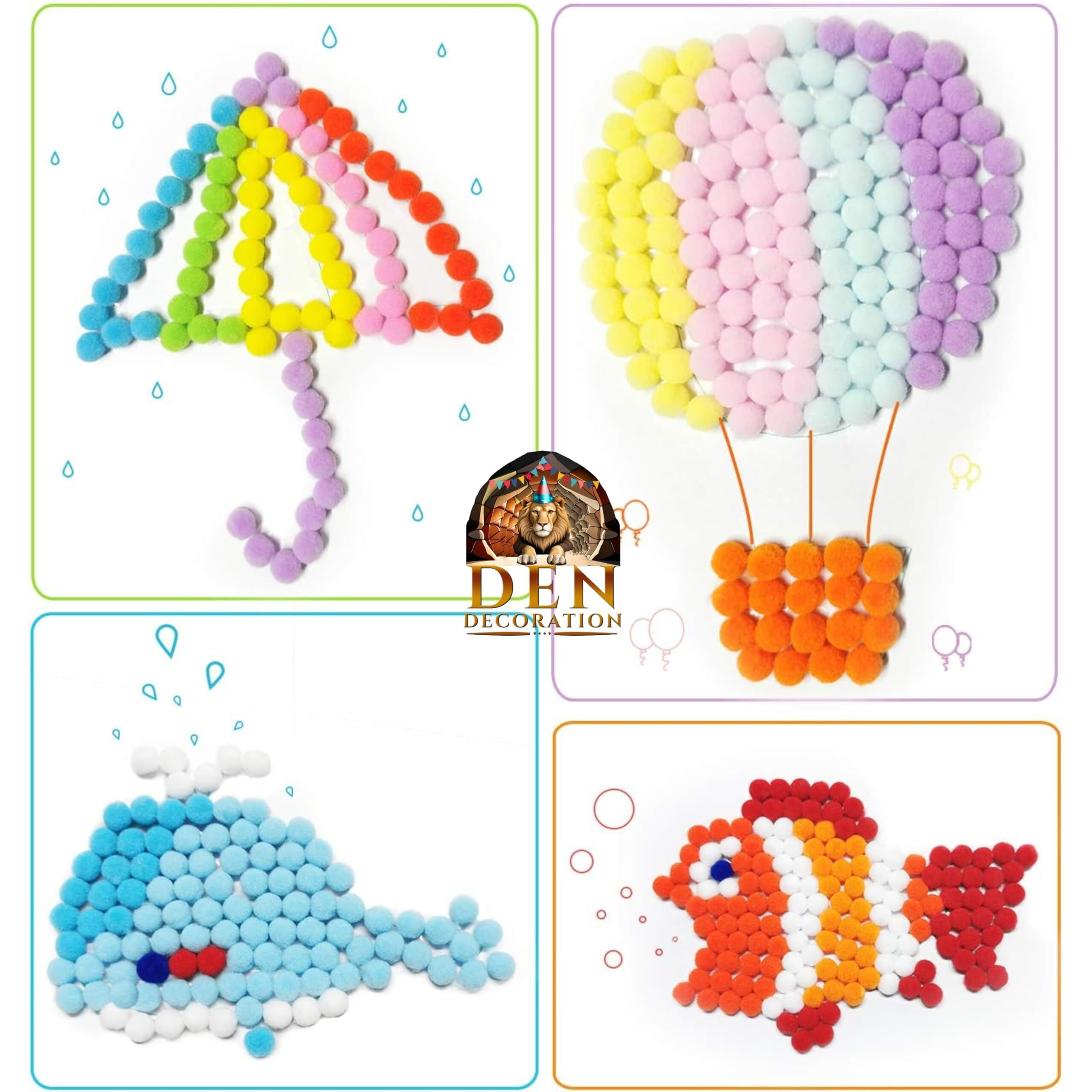 Den Decoration Premium Soft Tiny Pom Pom Balls For Craft (1 Cm) (Royal Purple, 100)