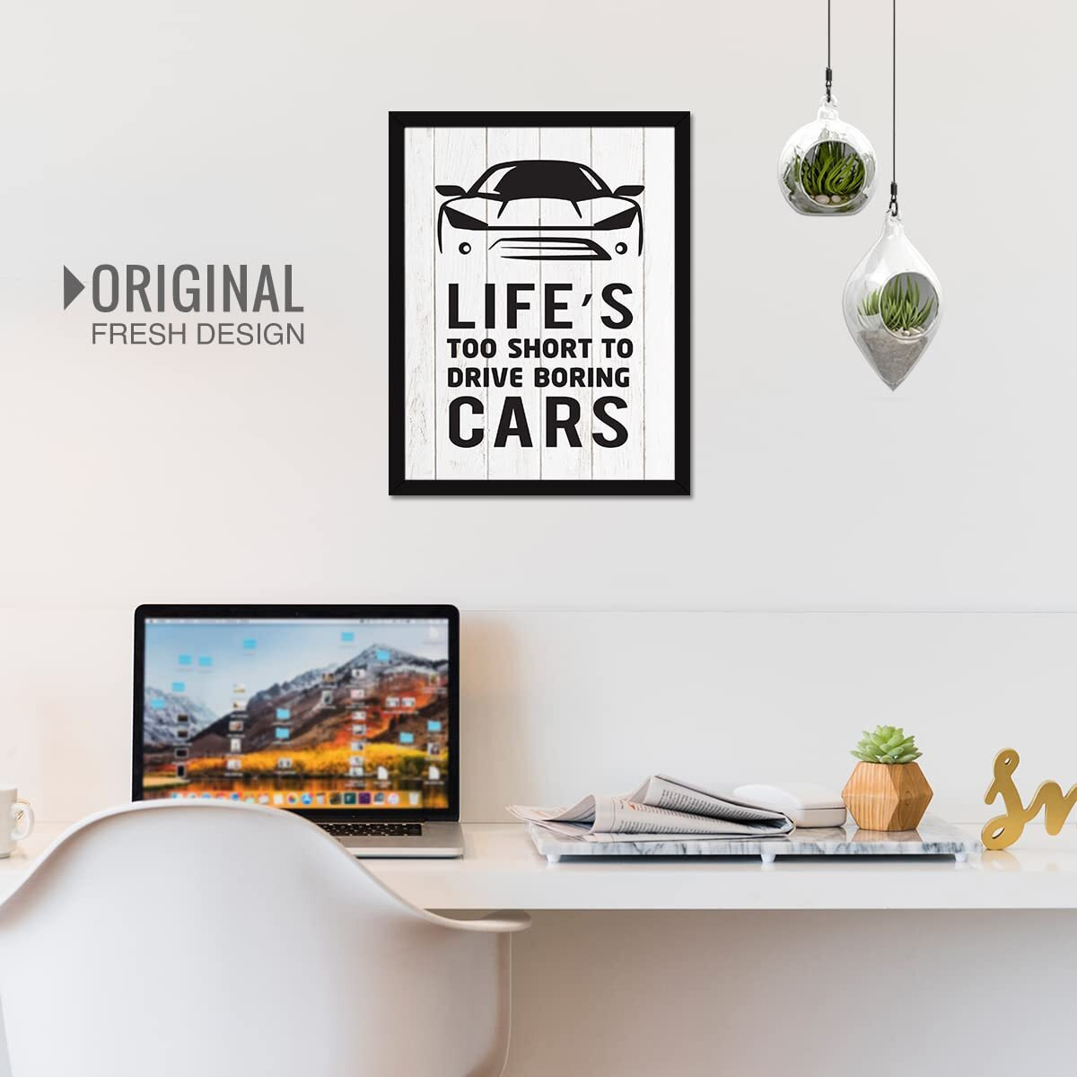 Chaka Chaundh - Car Quotes Wall Frames - Car Wall Framed Poster Dcor - Car Quotes Wall Art Poster With Frame  (11 X 14 Inches)