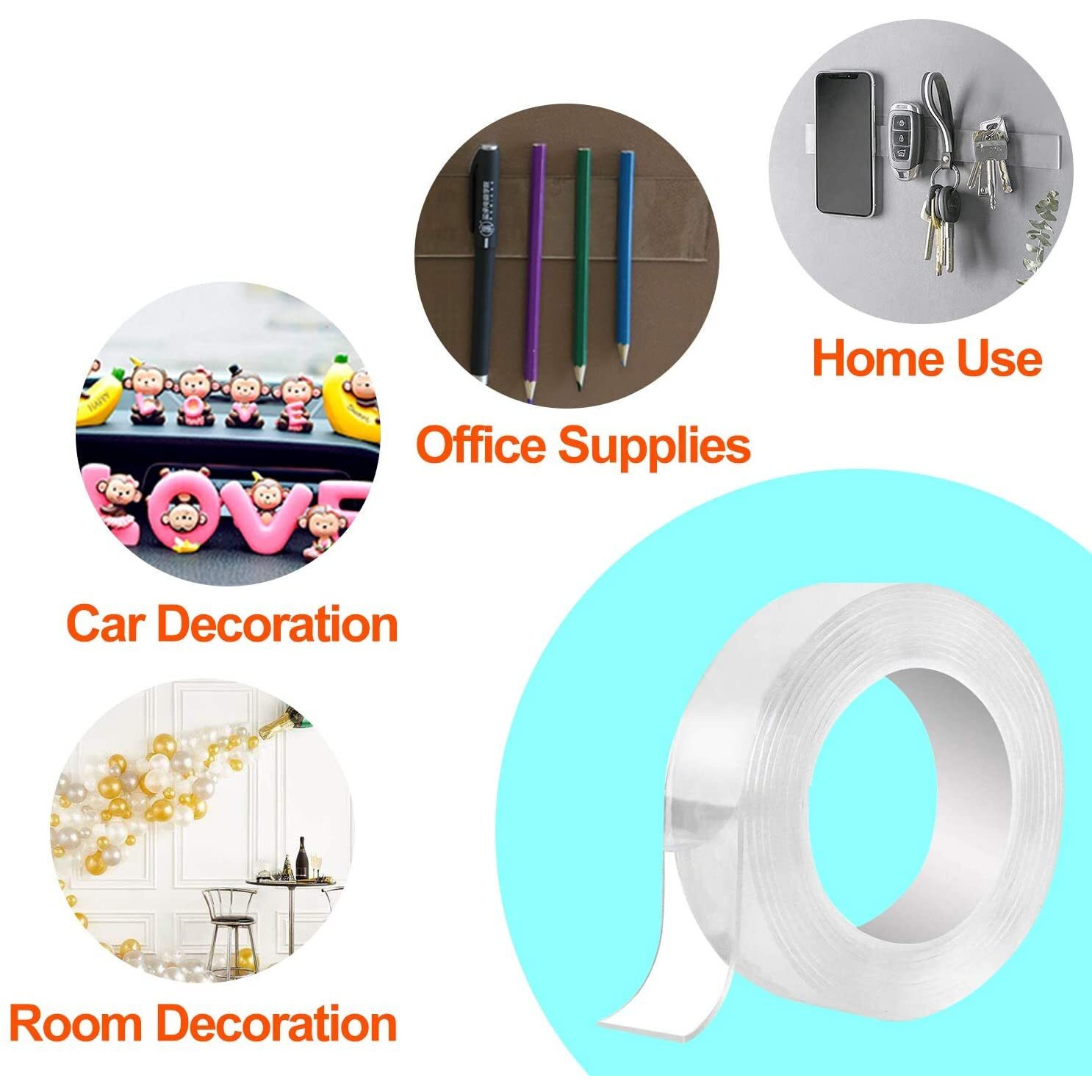 Mockery Double Sided Tape Heavy Duty, Multipurpose Removable Mounting Tape Adhesive Grip, Strong Sticky Wall Tape Strips Transparent Tape Poster Carpet Tape For Paste Items, Thickness 2Mm, 3Meters