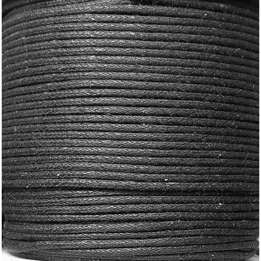 Omx, 2 Rolls (Total 200 Mtr, 100 Mtr In 1 Roll) Waxed Cotton Cord Macrame Bracelet Necklace Jewelry Making Waxed Beading Thread String (1.5 Mm Thick, Black)