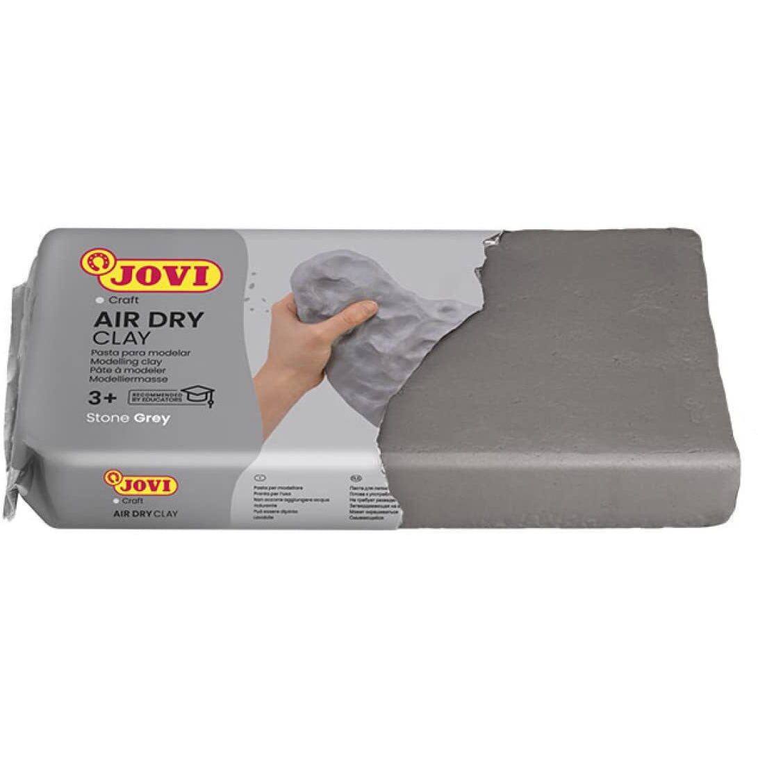 Jovi European Air-Dry Modeling Grey Clay 3 Packets - Each Pack Of 250 Grams For Sculpting Pottery Art & Craft Handicraft Educational Purpose Fine Motor Skills