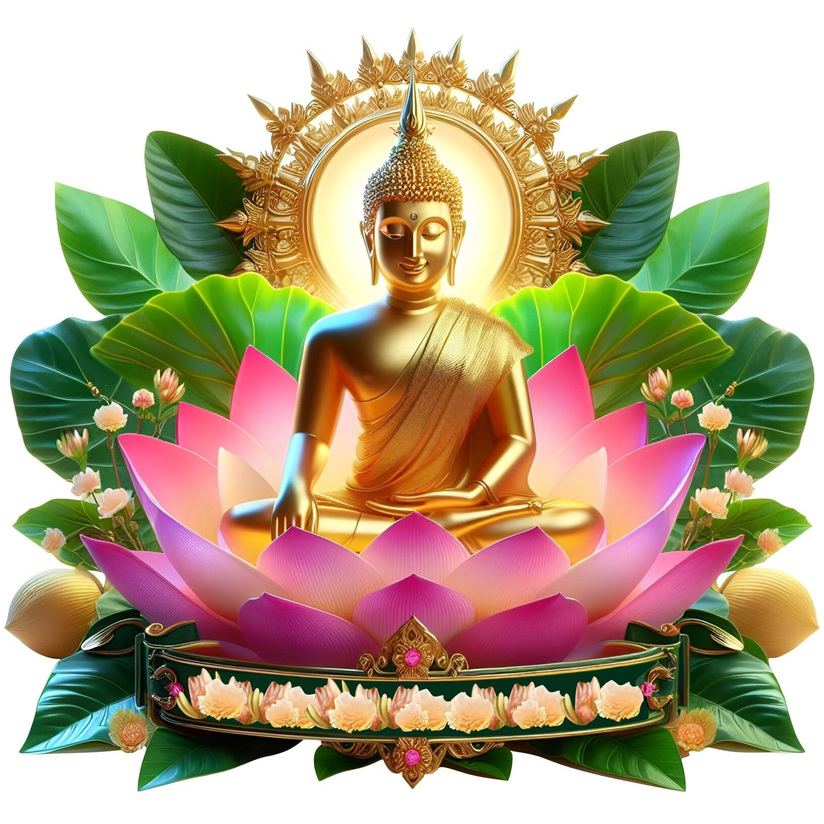 Creativeedge Meditating Buddha Sitting On Lotus Flower Multicolor Decorative Wall Sticker For Pooja Room, Livingroom, Bedroom, Office, Kidsroom (62 Cm X 58 Cm)