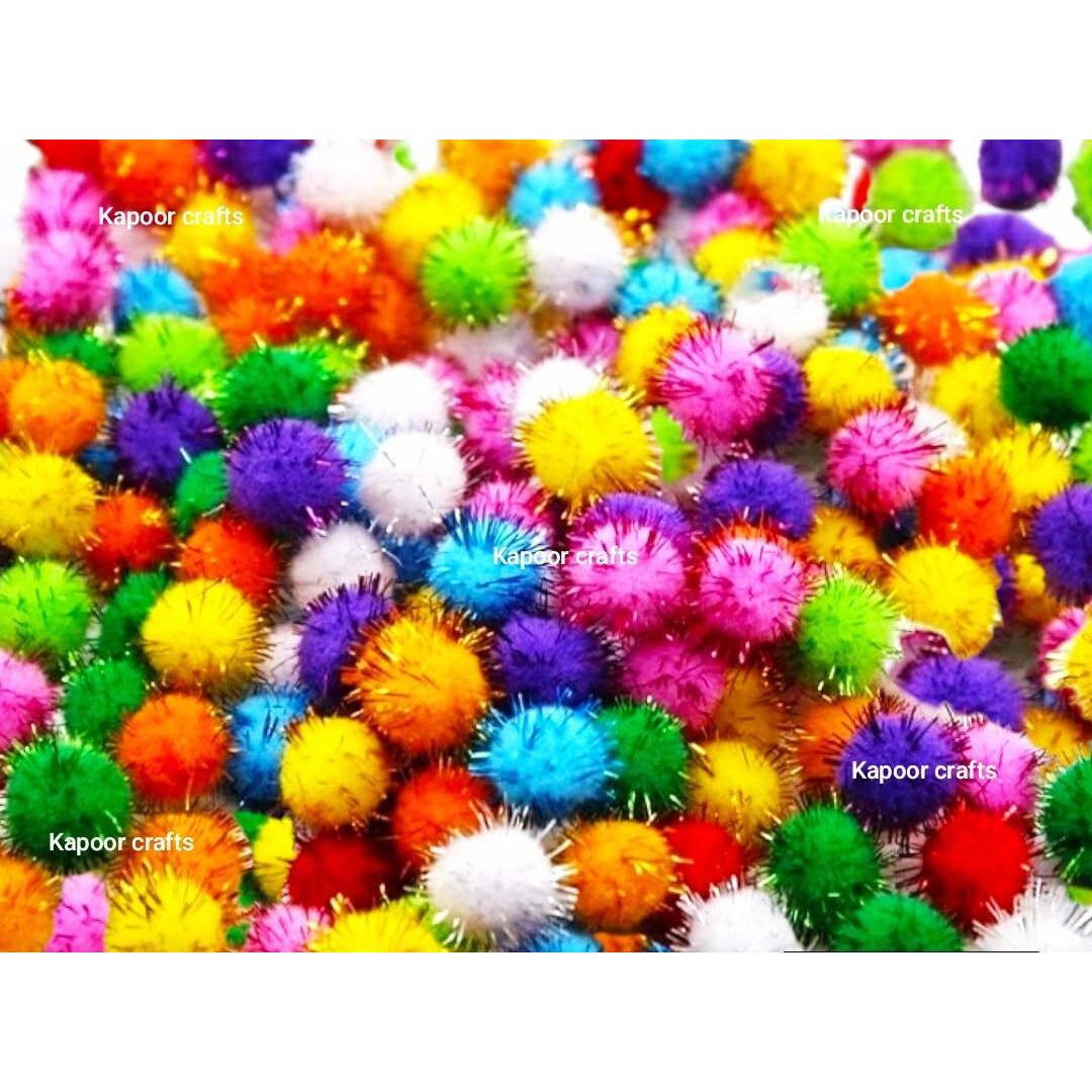 Kapoor Crafts 1Cm Fluffy Pom Pom Balls - Colorful Pompoms For Diy Crafts, Kids Projects, Party Decoration (200 Pcs)