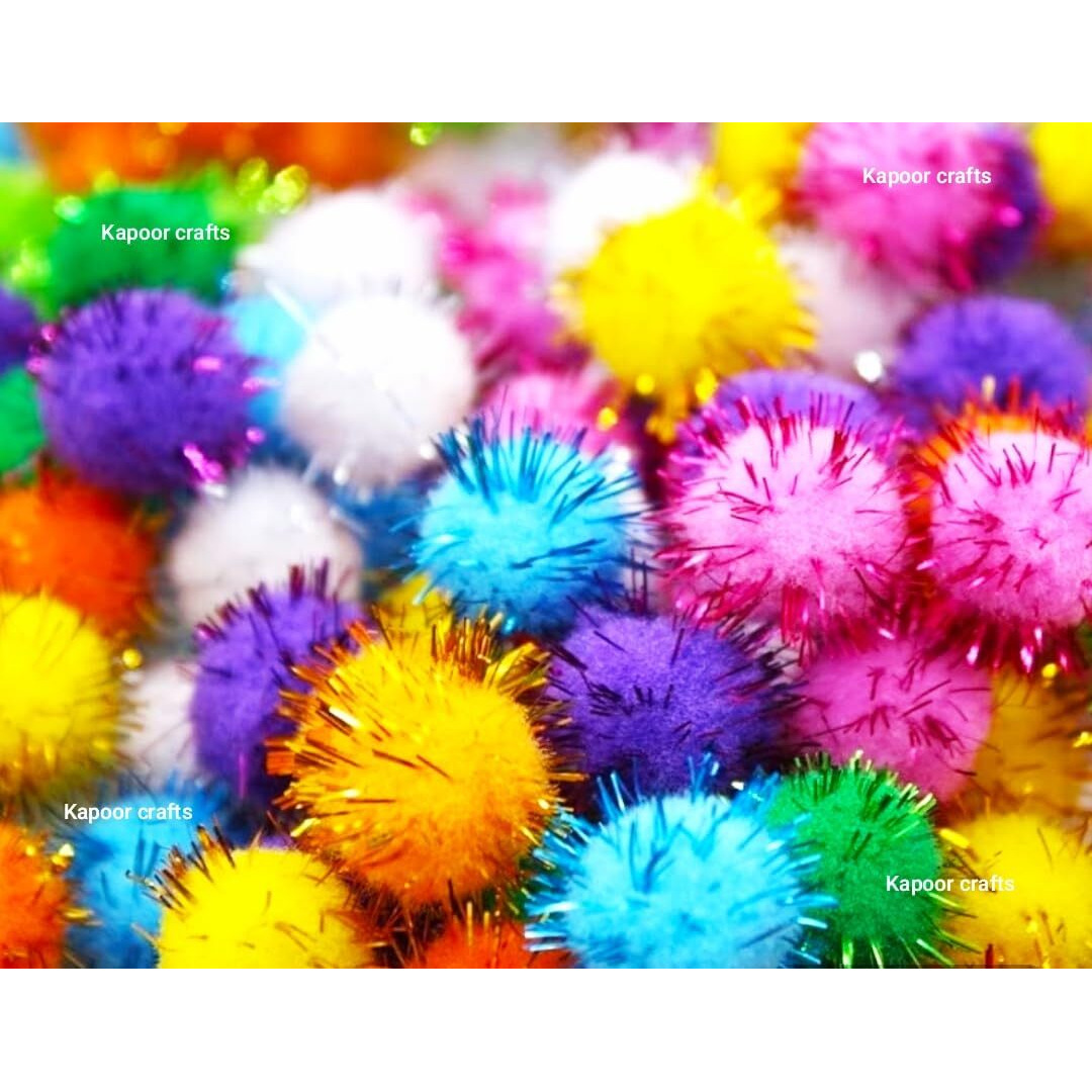Kapoor Crafts 1Cm Fluffy Pom Pom Balls - Colorful Pompoms For Diy Crafts, Kids Projects, Party Decoration (200 Pcs)