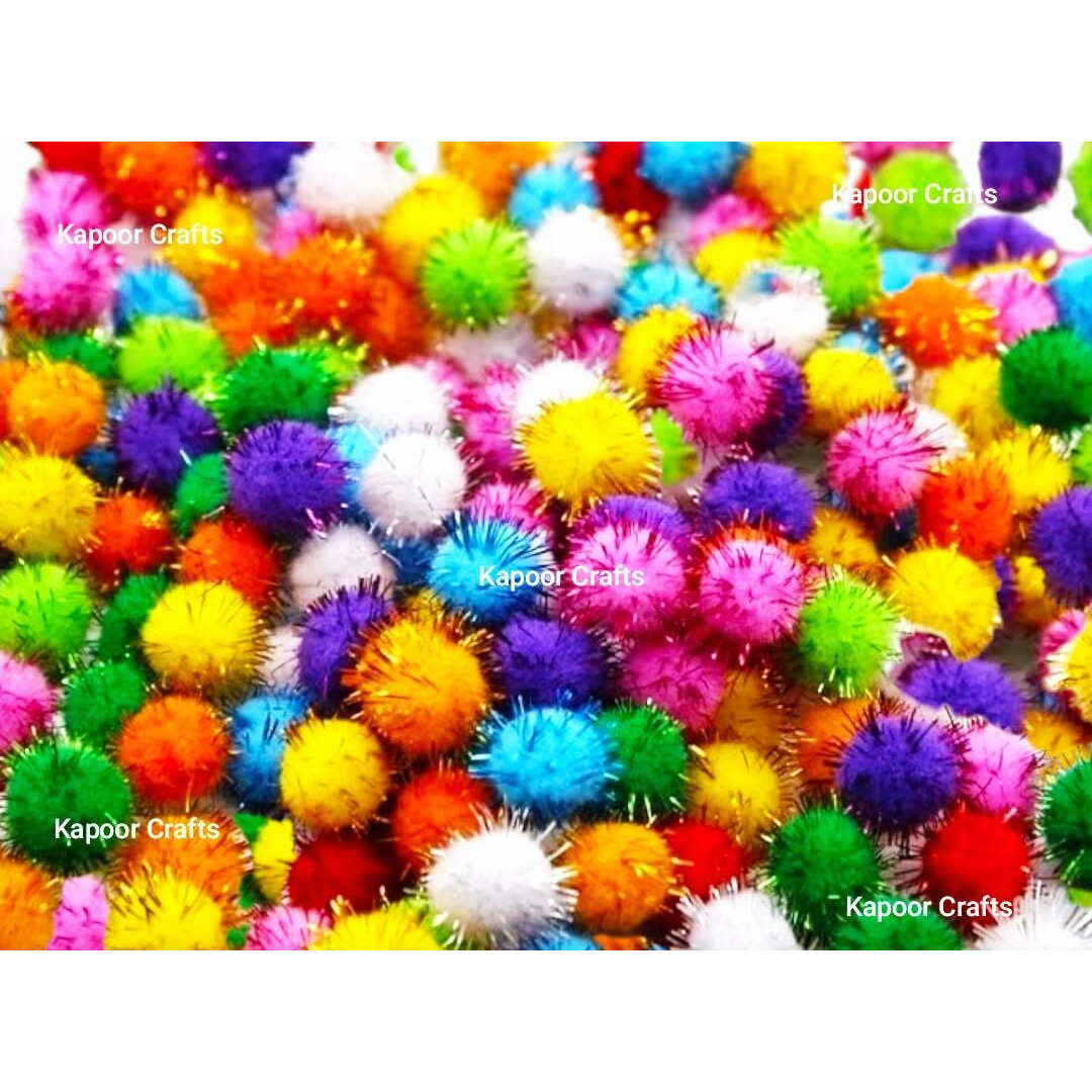 Kapoor Crafts 1Cm Fluffy Pom Pom Balls - Colorful Pompoms For Diy Crafts, Kids Projects, Party Decoration (200 Pcs)