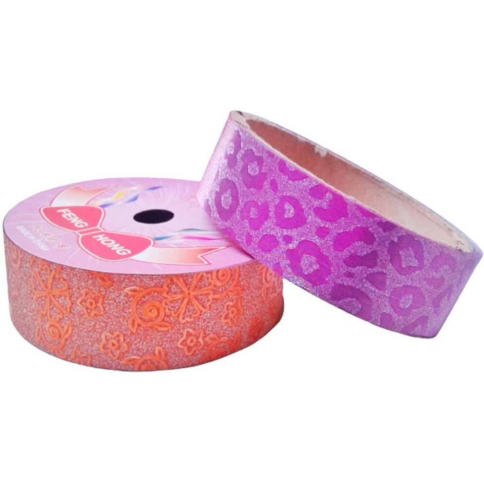 Oras Adhesive Decorative Glitter Paper Tapes With Different Prints Art And Crafts For School Kids, Boys Or Girls (25Mm X 5Mtr) (Set Of 2 Tapes)