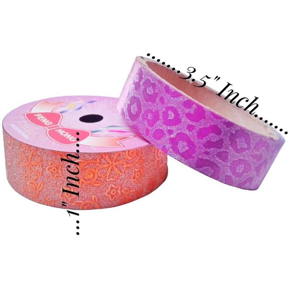 Oras Adhesive Decorative Glitter Paper Tapes With Different Prints Art And Crafts For School Kids, Boys Or Girls (25Mm X 5Mtr) (Set Of 2 Tapes)