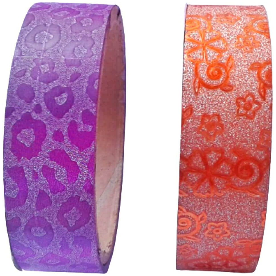 Oras Adhesive Decorative Glitter Paper Tapes With Different Prints Art And Crafts For School Kids, Boys Or Girls (25Mm X 5Mtr) (Set Of 2 Tapes)