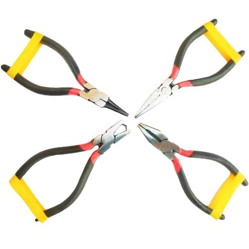 Pilerman 4-Pcs Jewellery Mini Pliers Cutter Round Bent Nose Beading Making Craft Tool