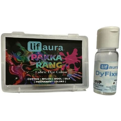 Prokart Lifaura Pakka Rang Fabric Permanent Dye Color Kit Pack Of 5 Sachets (5G Each 25G Pack) With 30G Dyfixer Shadea-26 Orange Soda(Same Color),