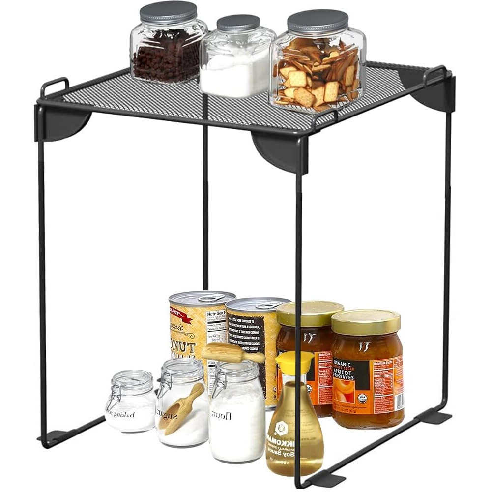 Hasthip Folding Metal Storage Rack Microwave Top Shelf Rack Mesh Storage Rack Countertop Storage Rack Space Saving Kitchen Organizer Rack