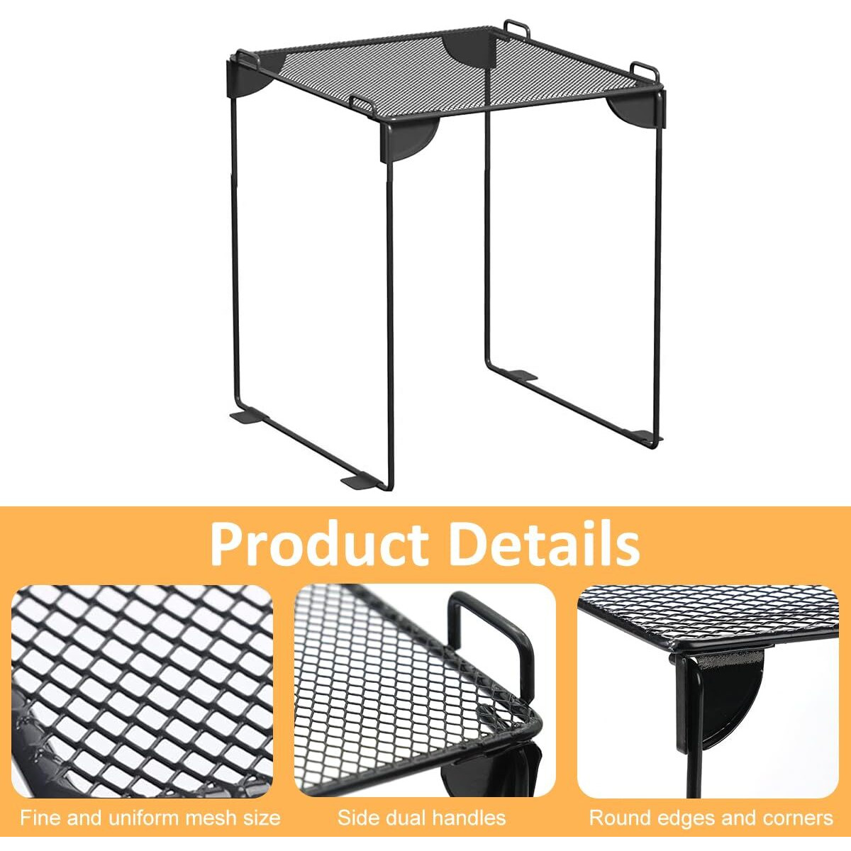 Hasthip Folding Metal Storage Rack Microwave Top Shelf Rack Mesh Storage Rack Countertop Storage Rack Space Saving Kitchen Organizer Rack