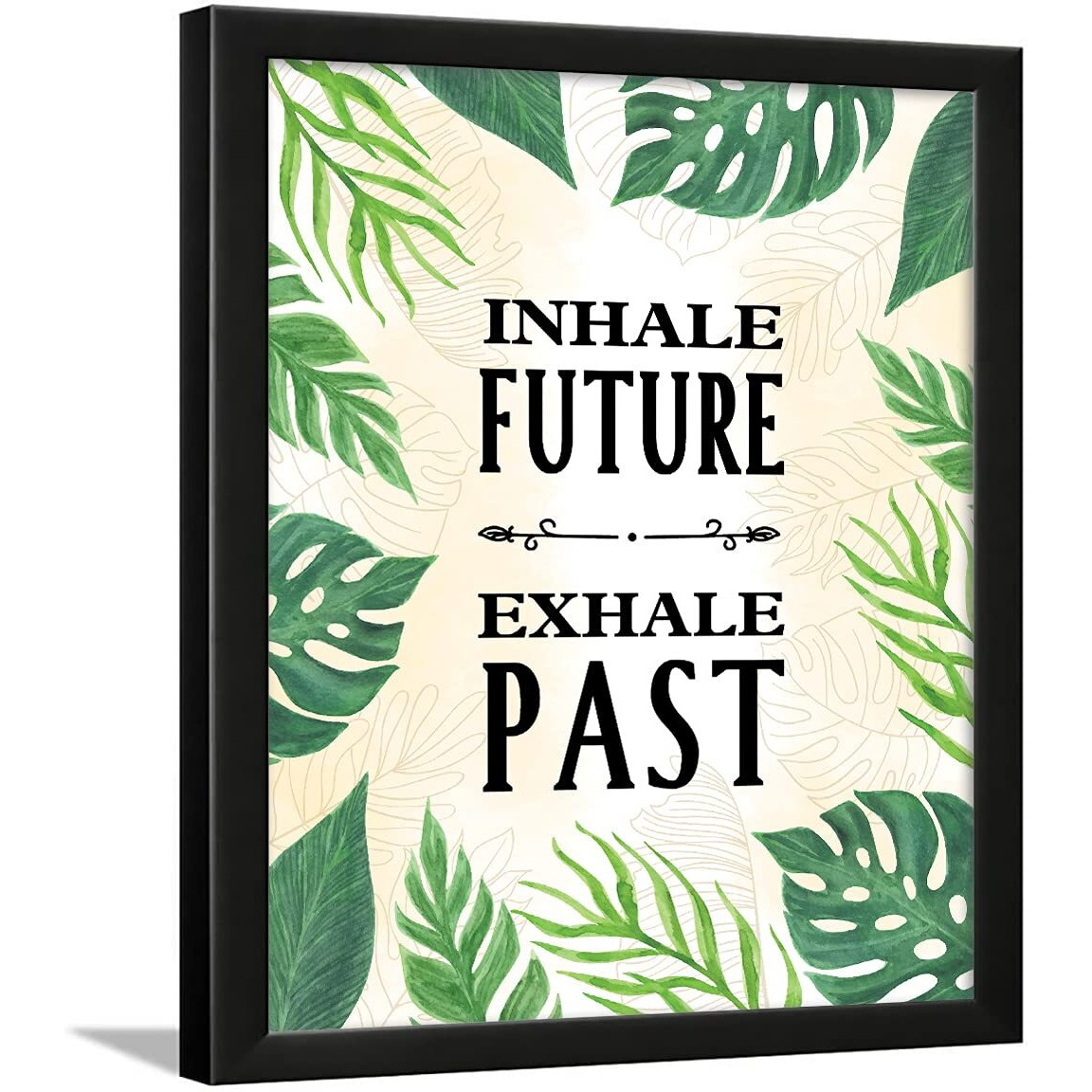 Chaka Chaundh - Yoga Quotes Frames - Meditation Quotes Wall Frame - Yoga Wall Frames - Yoga Wall Decor - Yoga Wall Art - Yoga Posters For Wall - (13.6 X 10.6 Inches) (Inhale Future - Natural)