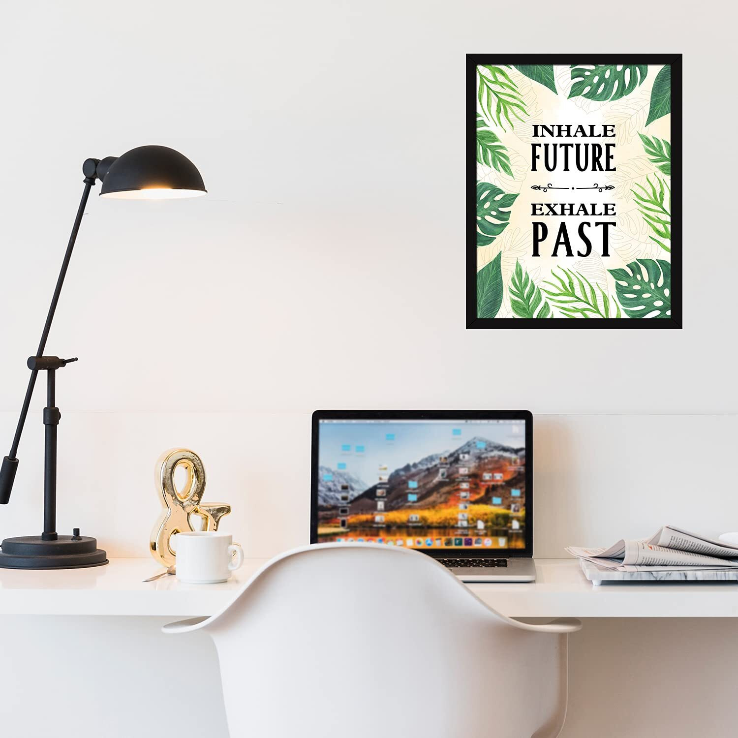 Chaka Chaundh - Yoga Quotes Frames - Meditation Quotes Wall Frame - Yoga Wall Frames - Yoga Wall Decor - Yoga Wall Art - Yoga Posters For Wall - (13.6 X 10.6 Inches) (Inhale Future - Natural)