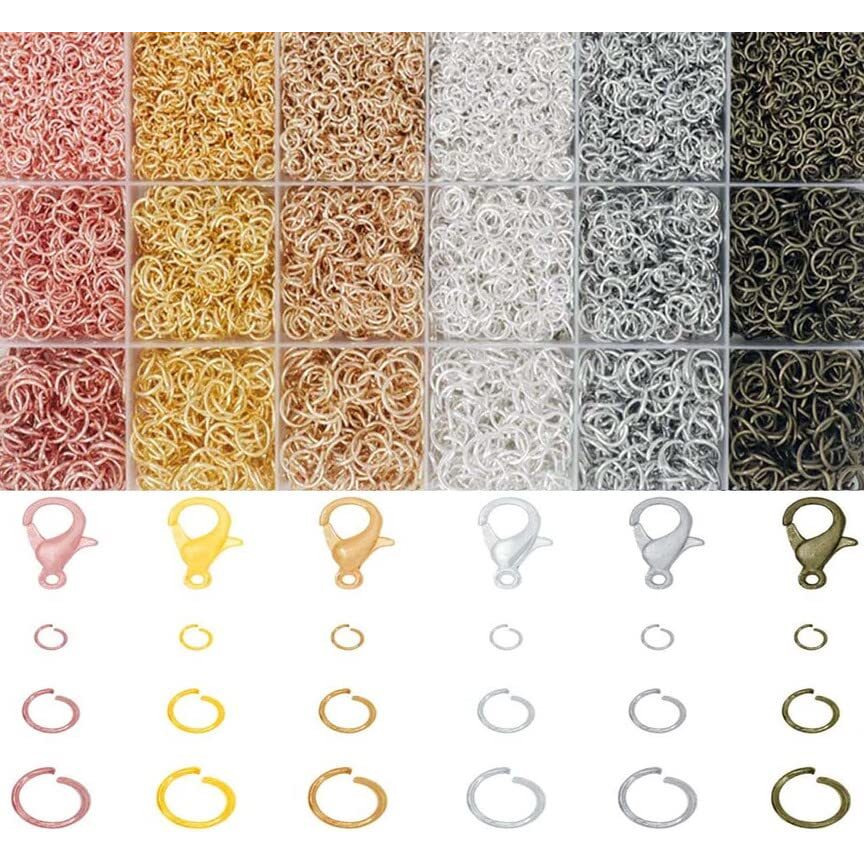 Diy Crafts 50 Only Jump Rings, Gold, Only Jump Ring, D Hook Type Swivel Clasp Metal Lanyard Snap Lobster Claw Clasp Keychain Ring Eye Screw Jump Ring Screw Mi(50 Only Jump Rings, Gold)