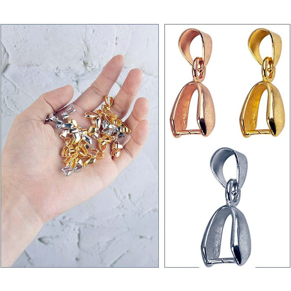 Diy Crafts 10 Pcs, Antique Gold, 10 Pcs, Antique Gold, Metal Pinch Clip Bail Clasp Dangle Bead Pendant Connector Findings For Jewelry Making Bu (10 Pcs, Antique Gold)