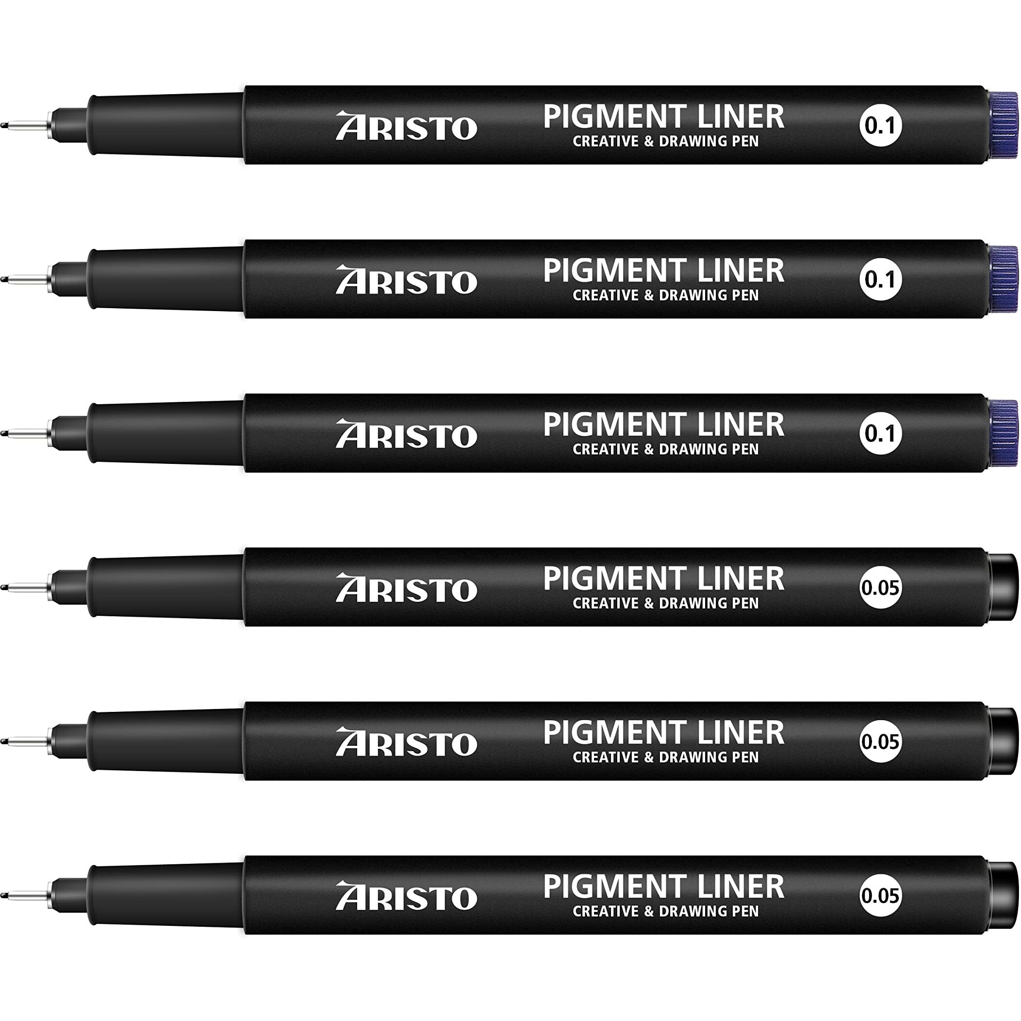 Aristo Precision Pigment Liners Fineliner Set 2 Fine Tip Drawing Pens For Artists 3 Eachwaterproof Archival Black Ink Ideal For Illustrations Sketching Technical Drawing