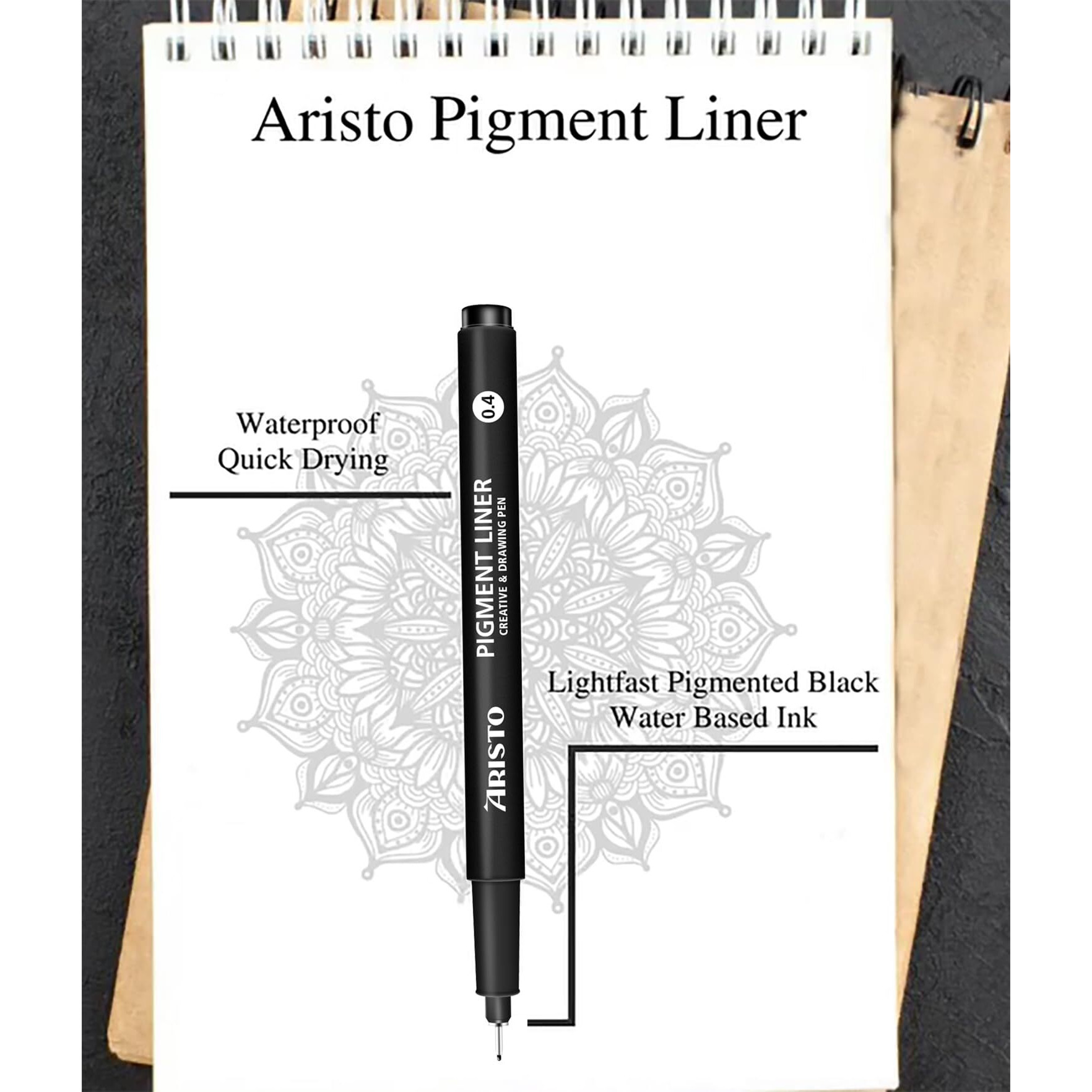 Aristo Precision Pigment Liners Fineliner Set 2 Fine Tip Drawing Pens For Artists 3 Eachwaterproof Archival Black Ink Ideal For Illustrations Sketching Technical Drawing