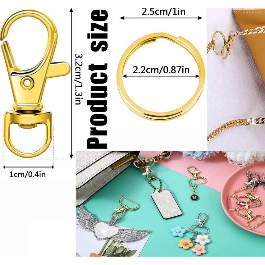 Diy Crafts Pack Of 10 Pcs, Gold, Key Chain Clip Hooks Swivel Clasps Lanyard Snap Hook (Pack Of 10 Pcs, Gold)