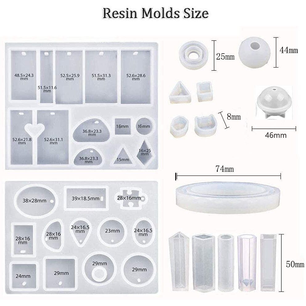 Hasthip  Resin Casting Mold Kit Resin Art Kit With Moulds Silicone Mold Making Jewelry Pendant Mould Craft Diy Set Mould For Art,Christmas Gifts(94 Pcs),White1