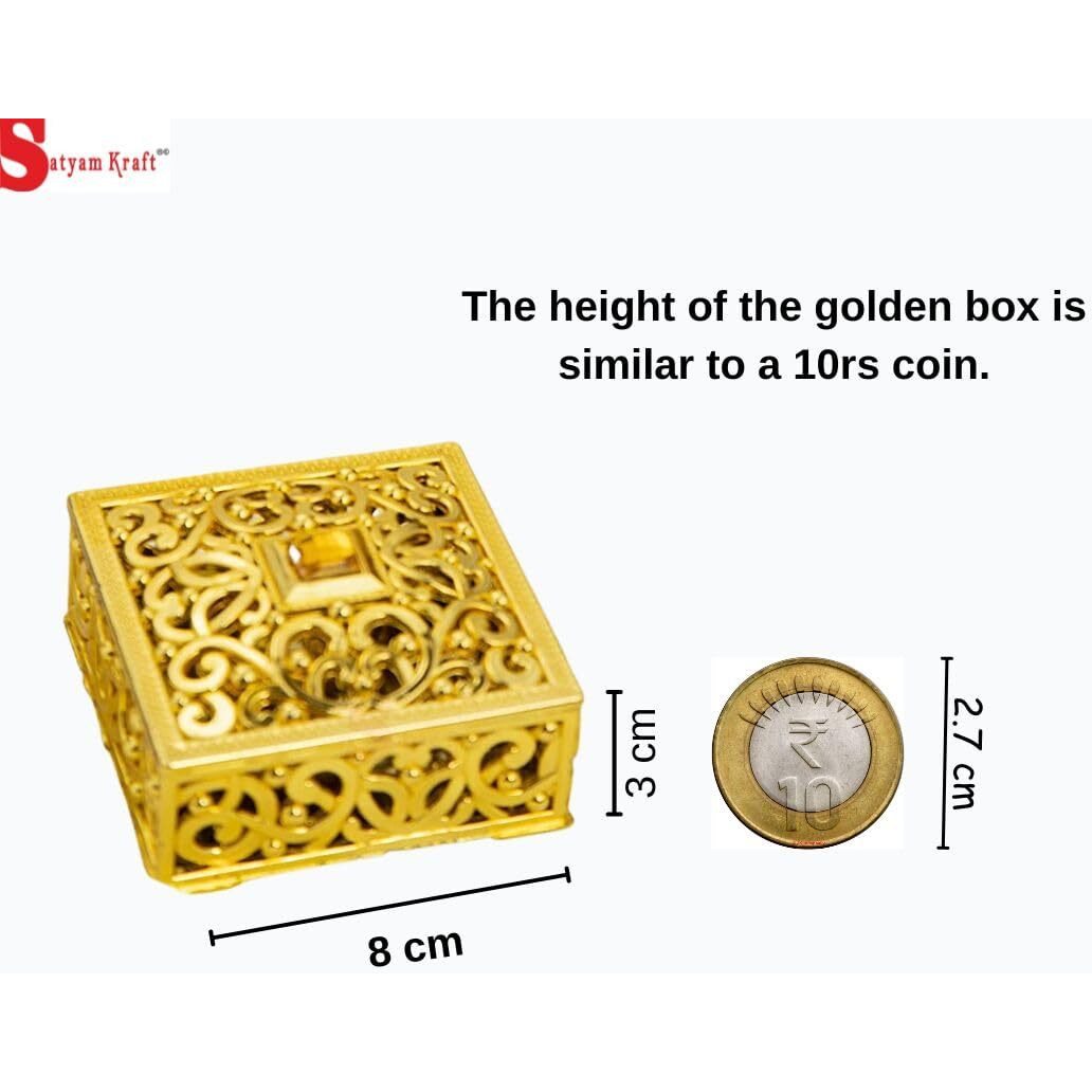 Satyam Kraft 12 Pcs Acrylic Golden Decorative Gift Boxes For Rakhi & Raksha Bandhan | Mini Packing Boxes For Return Gifts, Sweets, Wedding, Engagement, Pooja, Festive Use (Gold, 8X3 Cm)