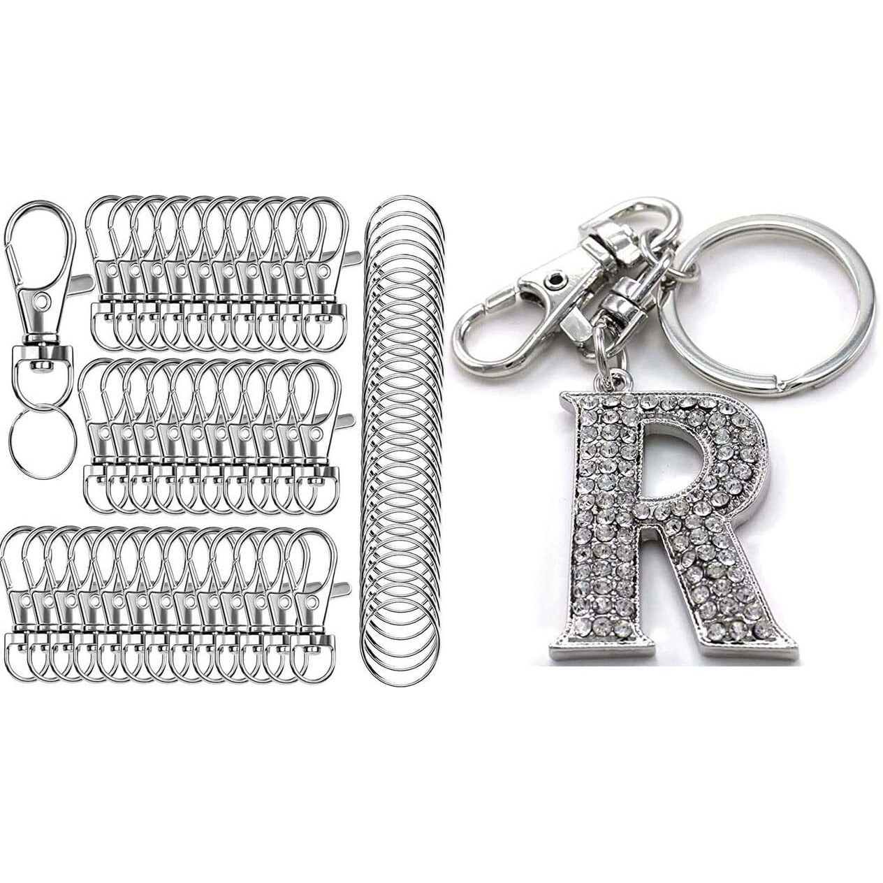 Diy Crafts Pack Of 100 Pcs, Silver Colour, Key Chain Clip Hooks, Swivel Clasps Lanyard Snap Hook, Keychain Hook (Pack Of 100 Pcs, Silver Colour)