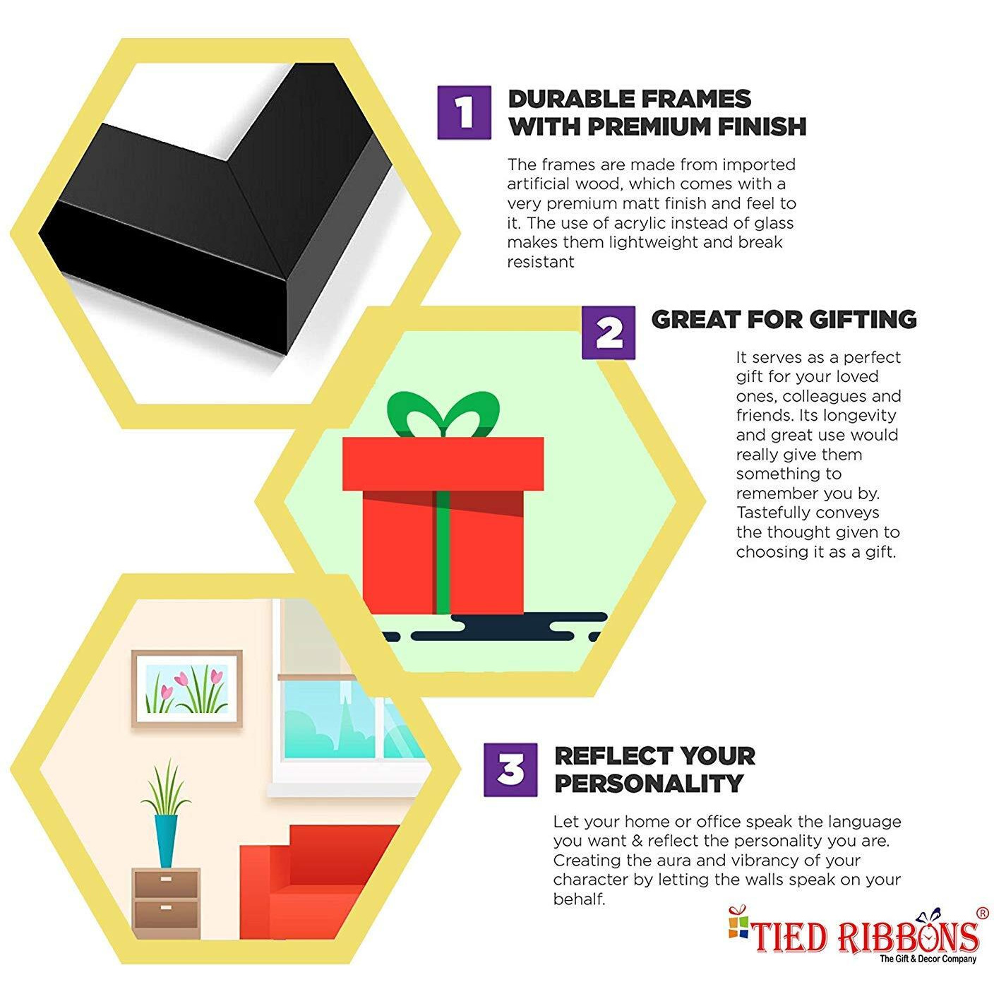 Tied Ribbons Wooden Inspirational Wall Hanging Posters With Quotes For Living/Drawing/Study Room And Home Decor (White)