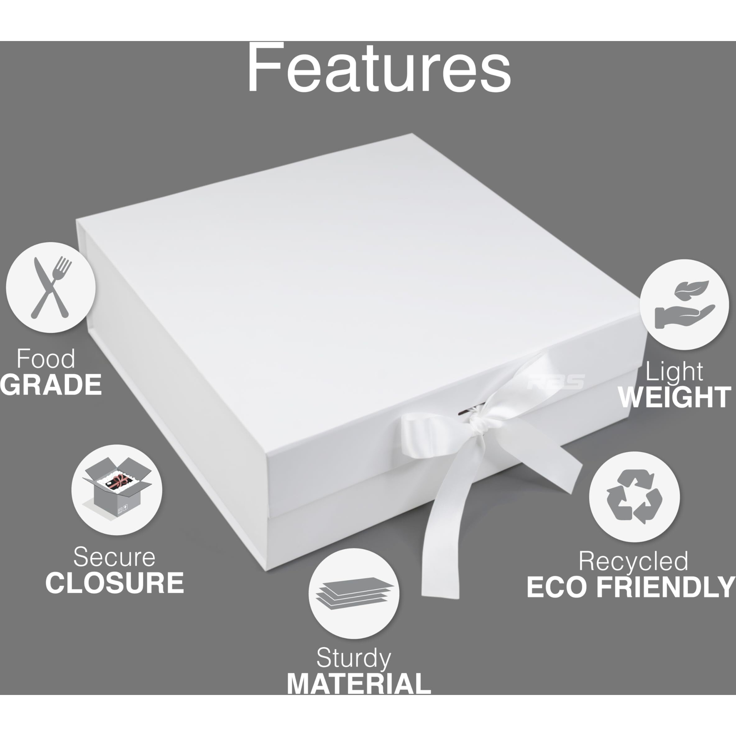 Rbs- Large White Gift Box (1 Pack) Gift Boxes For Packaging All Occasions (34 X 33 X 10Cm) Gift Boxes For Gifting With Ribbon Holds Upto 10 Kg, Reusable Gift Packing Box (Large White)