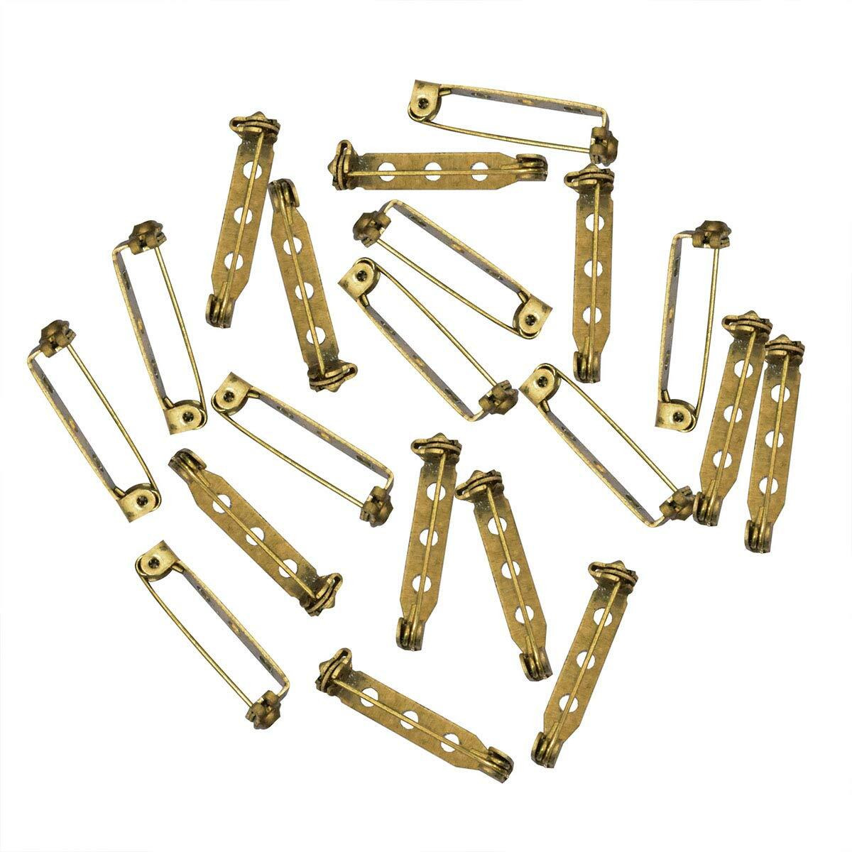 Embroiderymaterial Three Hole Brooch Clasps Jewellery Findings For Jewellery Making (20 Pieces, 7X27Mm)